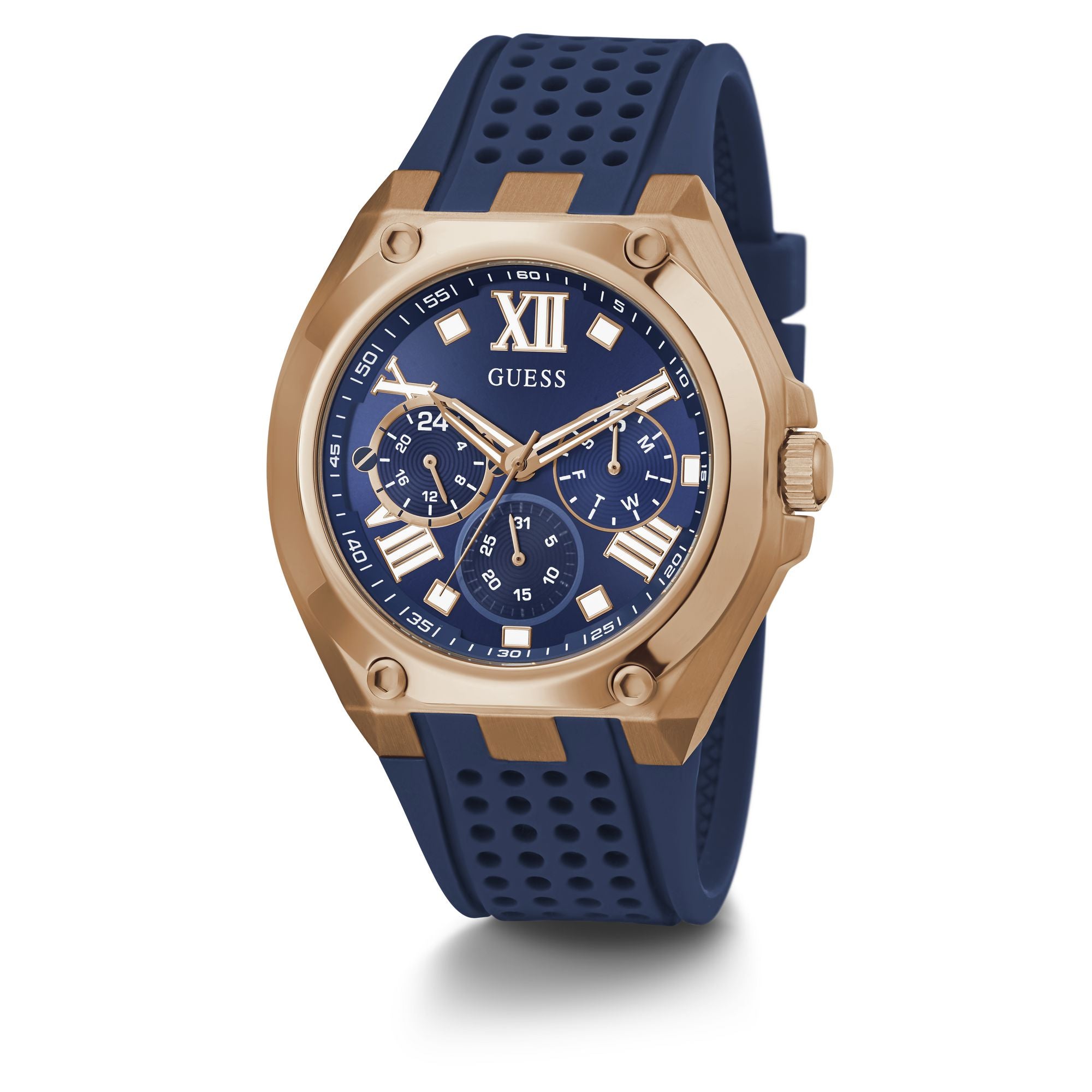Guess Top Notch Blue Round Dial Quartz Analog Men Watch Watch Guess
