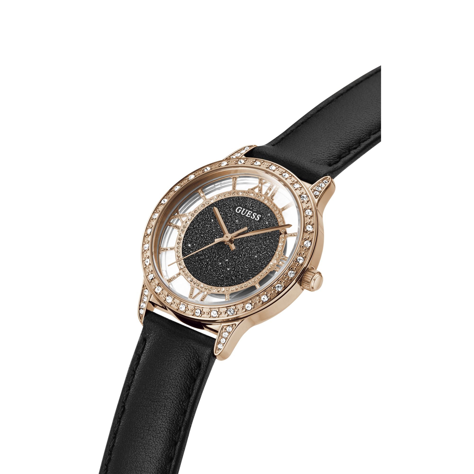 Guess Ethereal Leather Black Round Dial Quartz Analog Women Watch
