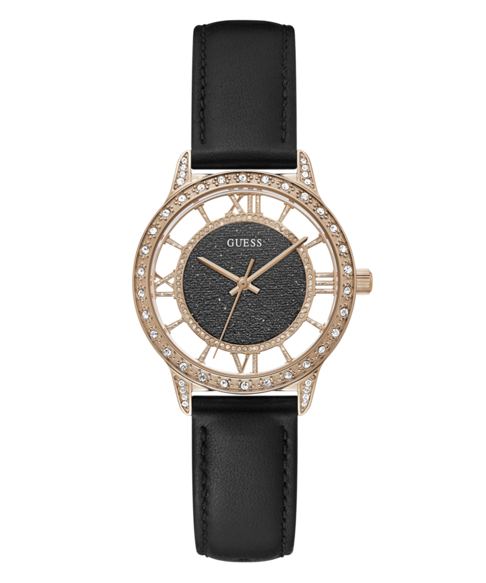 Guess Ethereal Leather Black Round Dial Quartz Analog Women Watch Watch Guess
