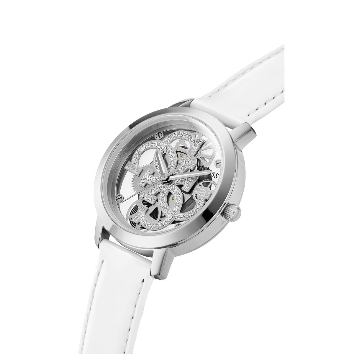 Guess Leather Silver Round Dial Quartz Analog Women Watch
