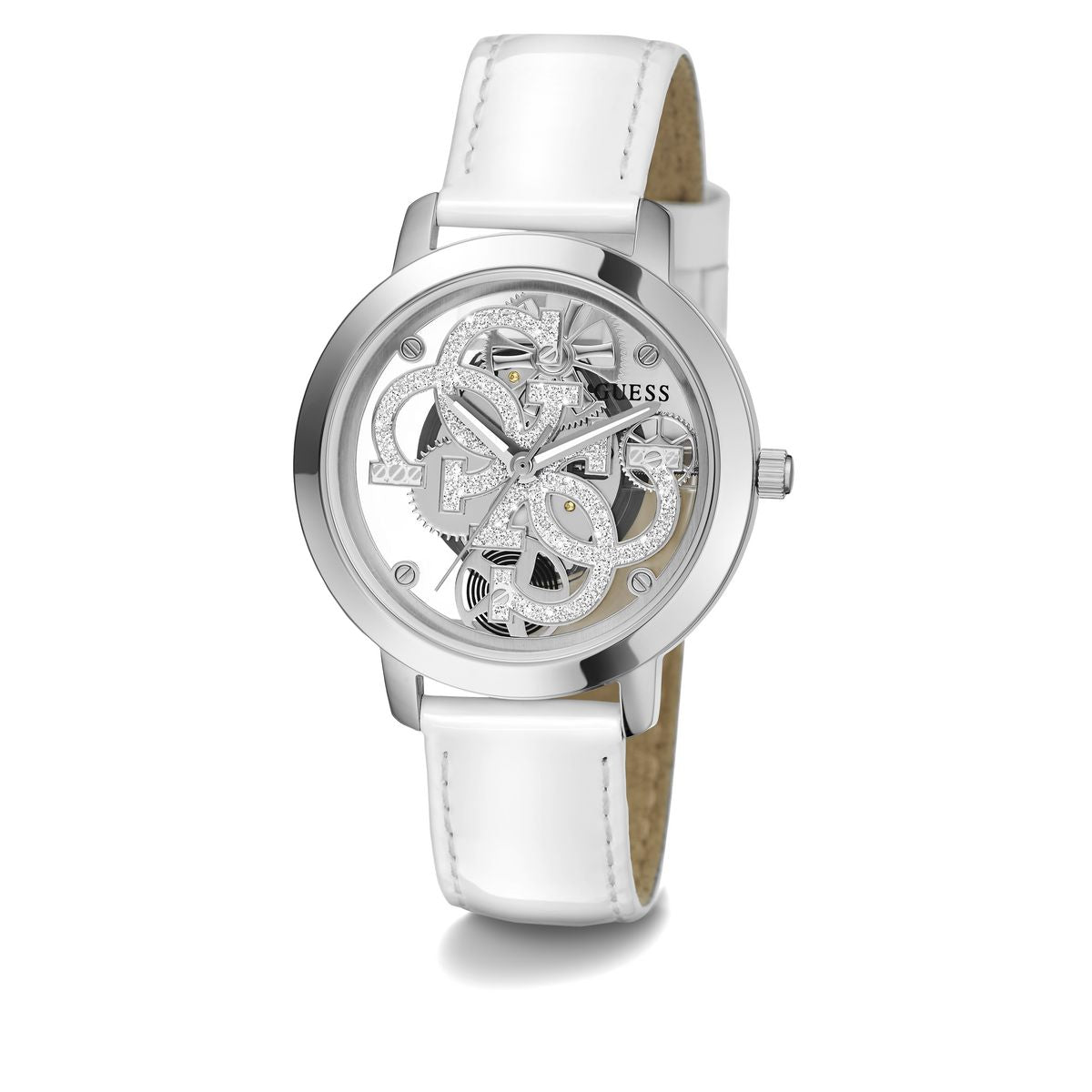Guess Leather Silver Round Dial Quartz Analog Women Watch