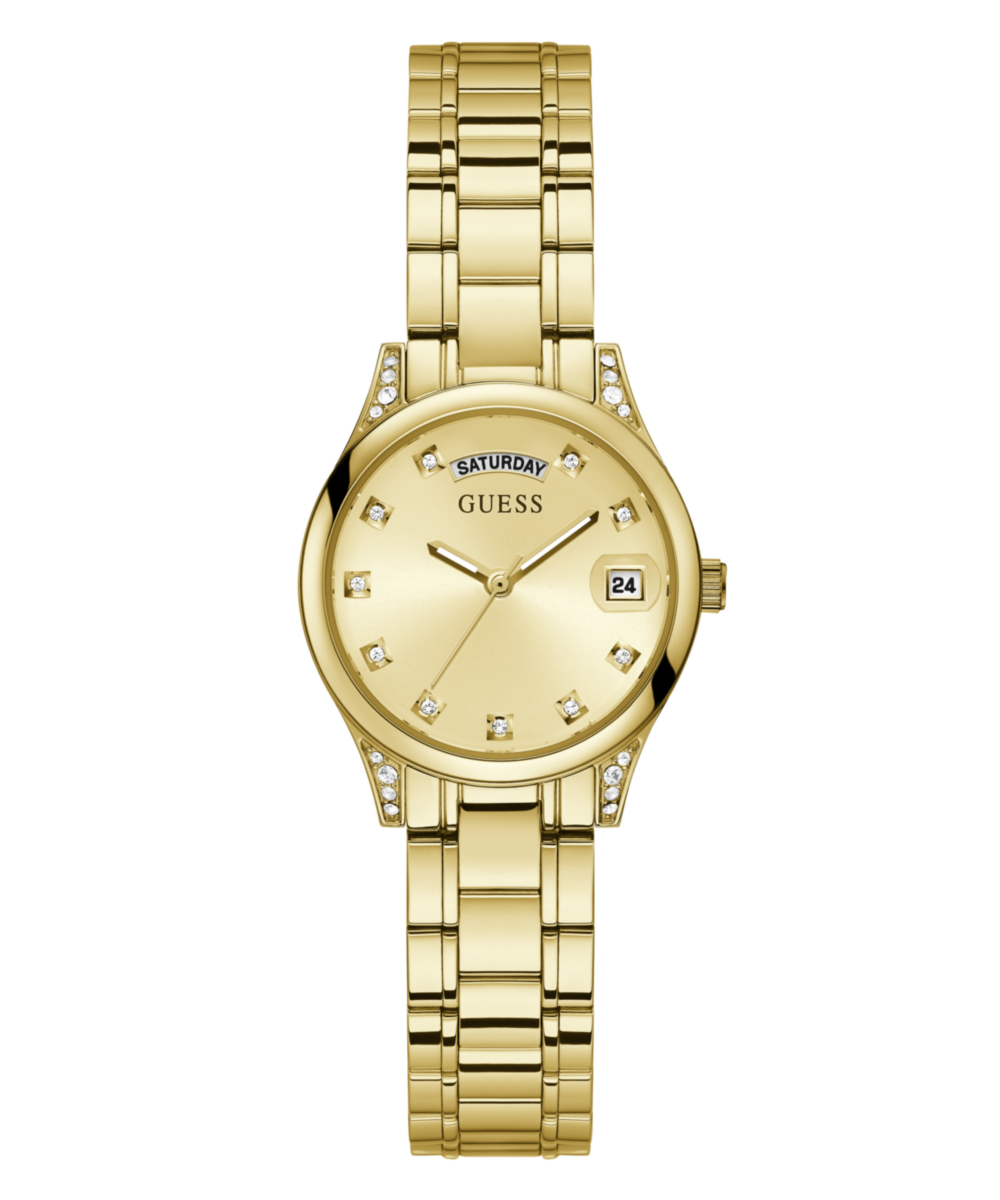 Guess Mini Aura Champagne Round Dial Quartz Analog Women Watch