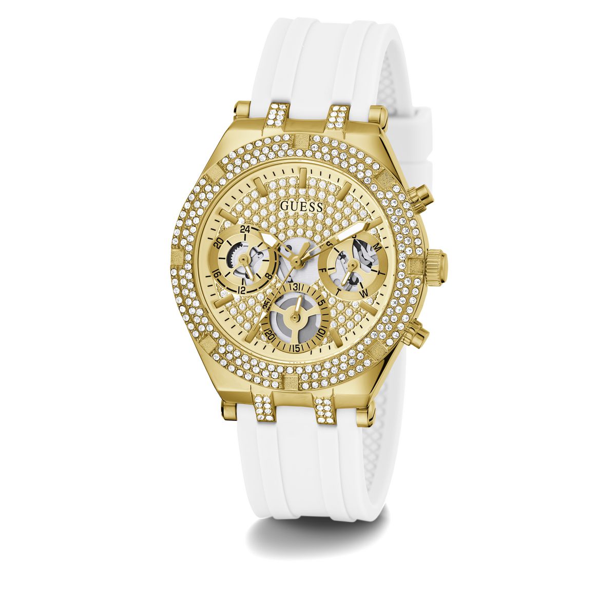Guess Champagne Round Dial Quartz Analog Women Watch Watch Guess