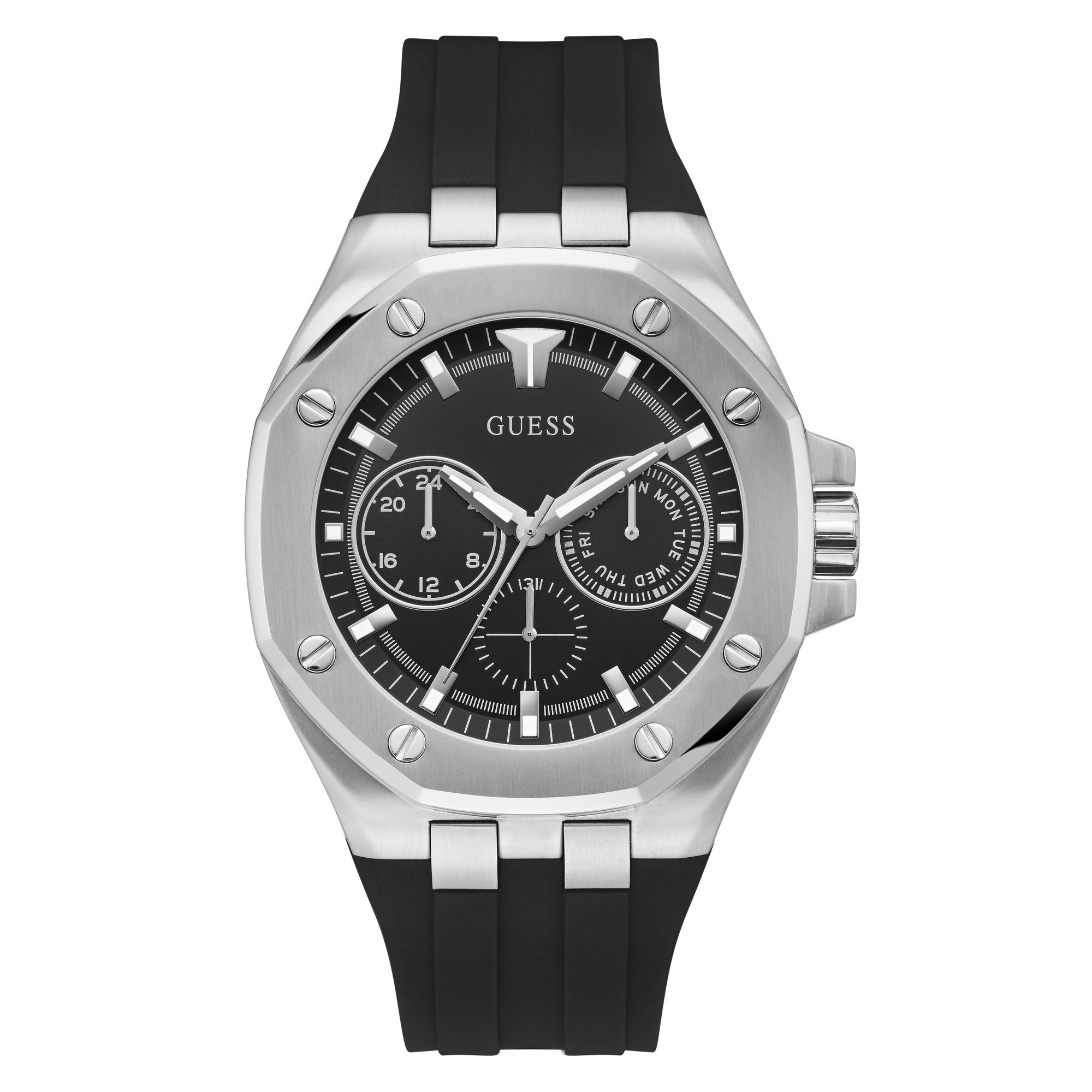 GUESS Men Octogonal Silver Tone Dial Analog Watch - GW0446G1