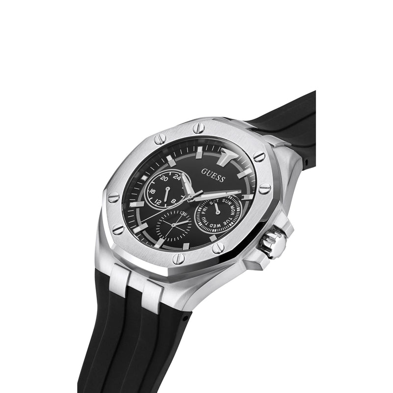 GUESS Men Octogonal Silver Tone Dial Analog Watch - GW0446G1 Watch Guess