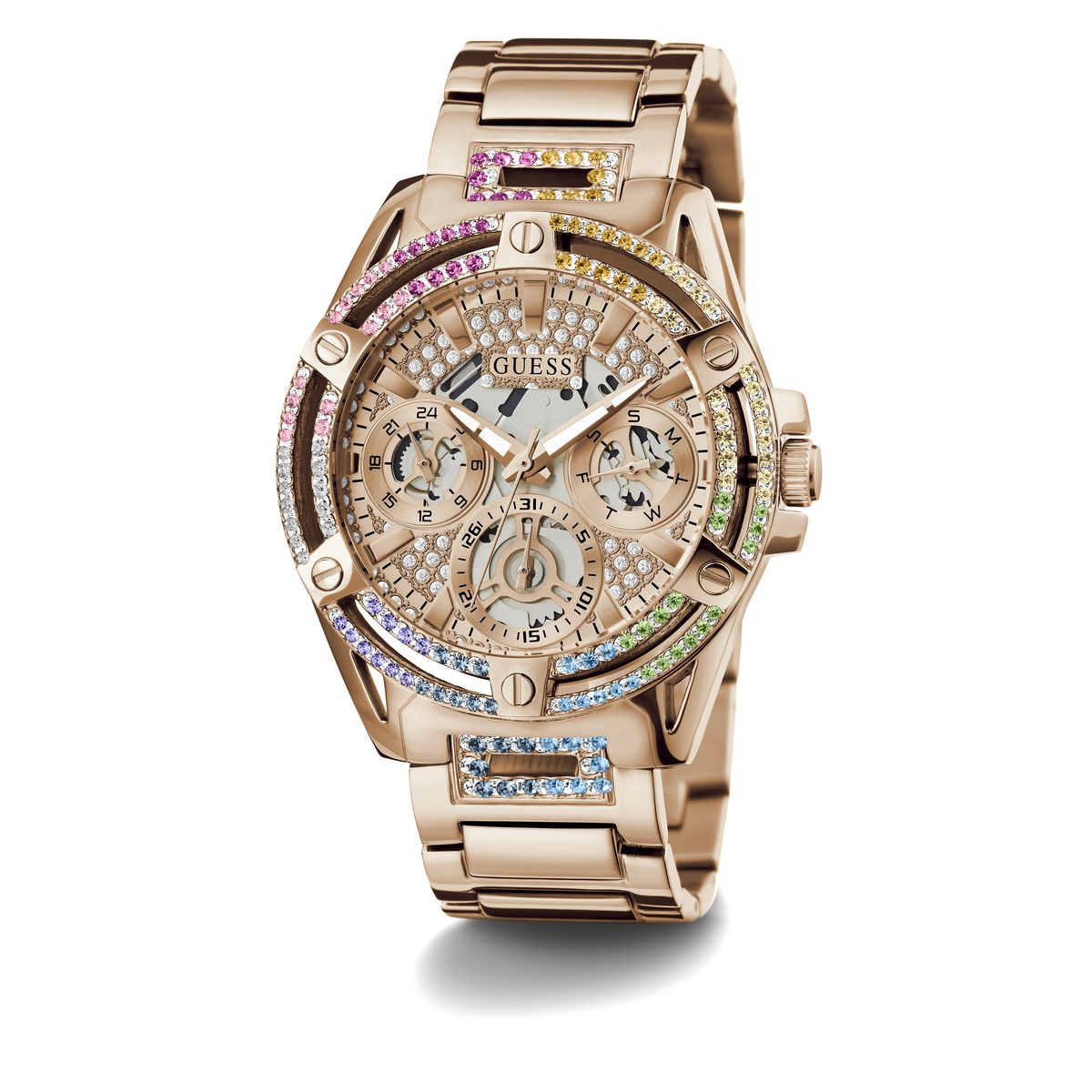 Guess Rose Gold Dial Round Case Quartz Analog Women Watch