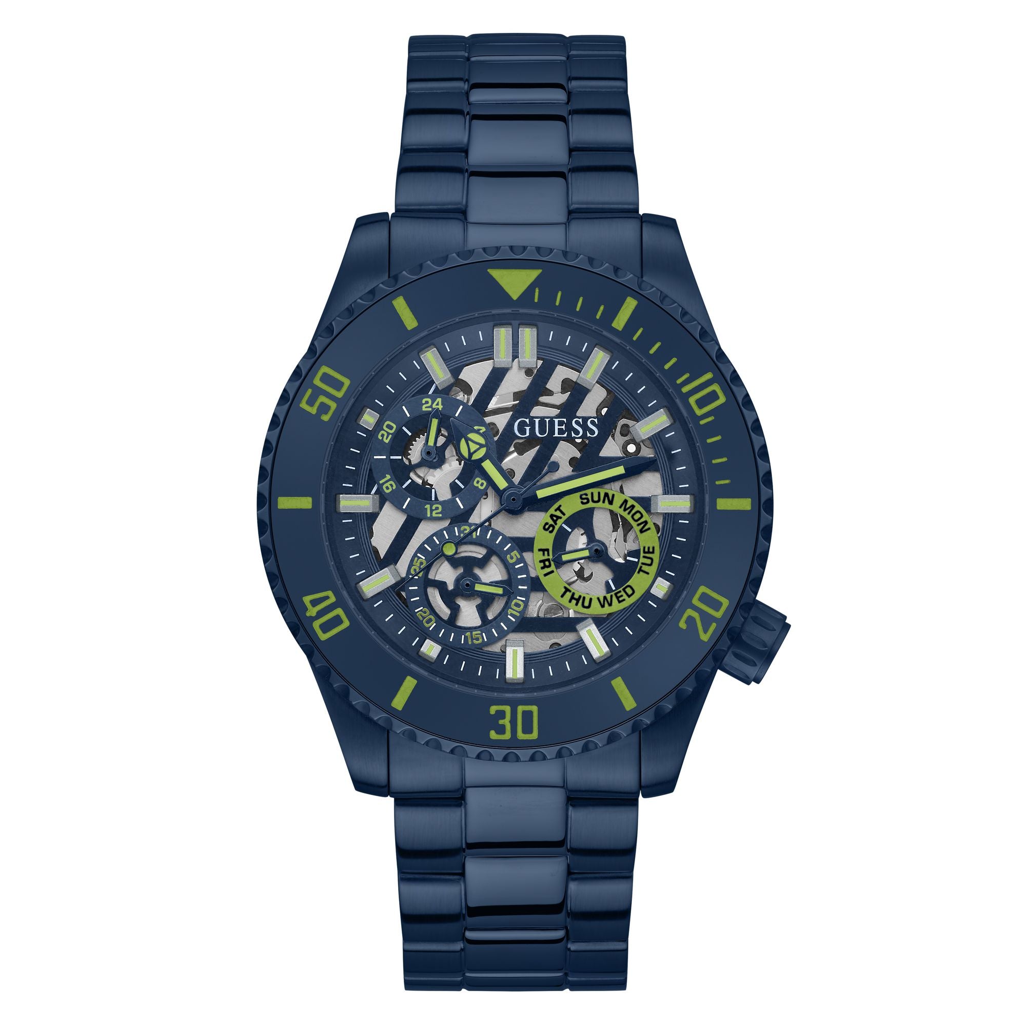 Guess Axle Blue Round Dial Quartz Analog Men Watch Watch Guess