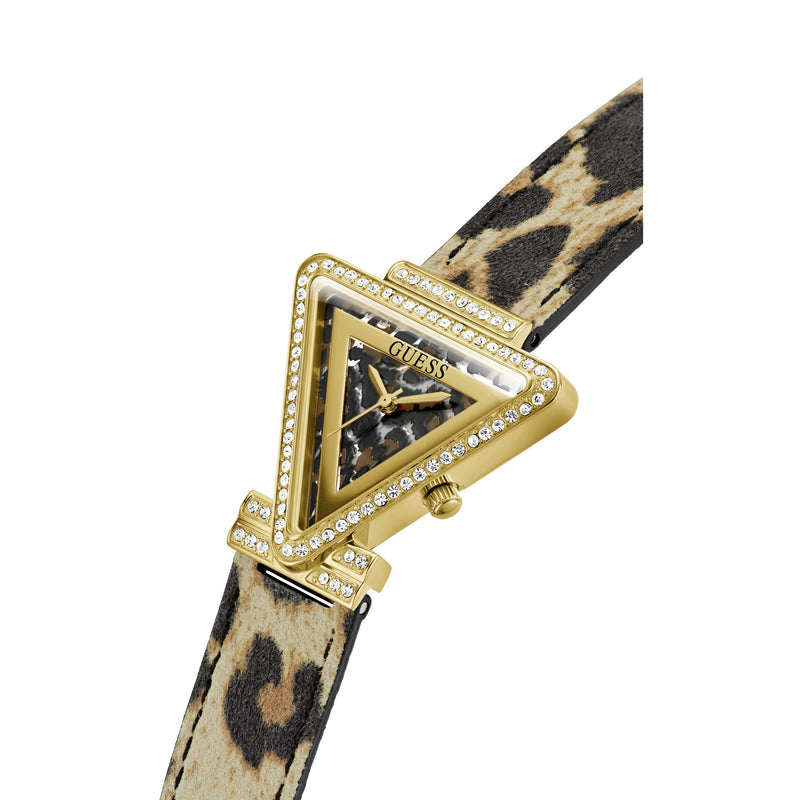 Guess Fame Leather Multicolor Triangle Dial Quartz Analog Women Watch Watch Guess