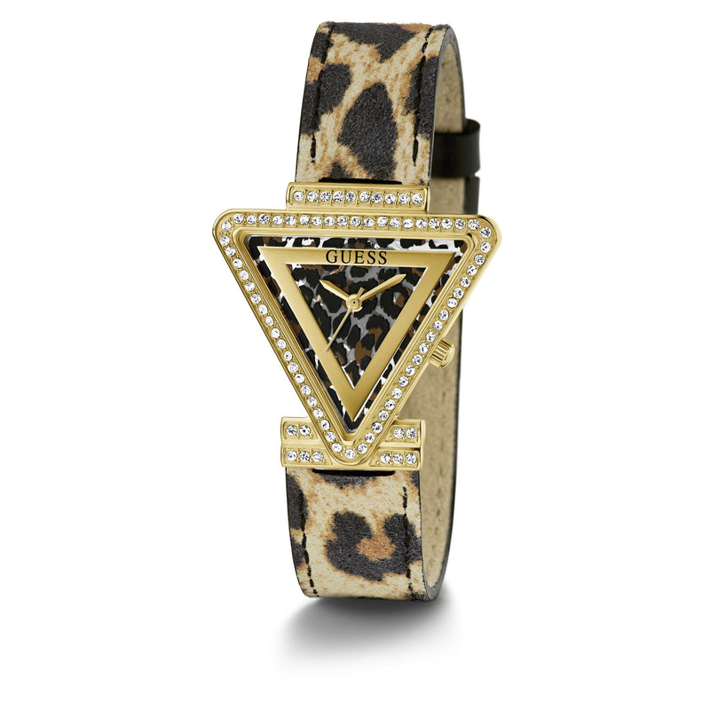 Guess Fame Leather Multicolor Triangle Dial Quartz Analog Women Watch Watch Guess