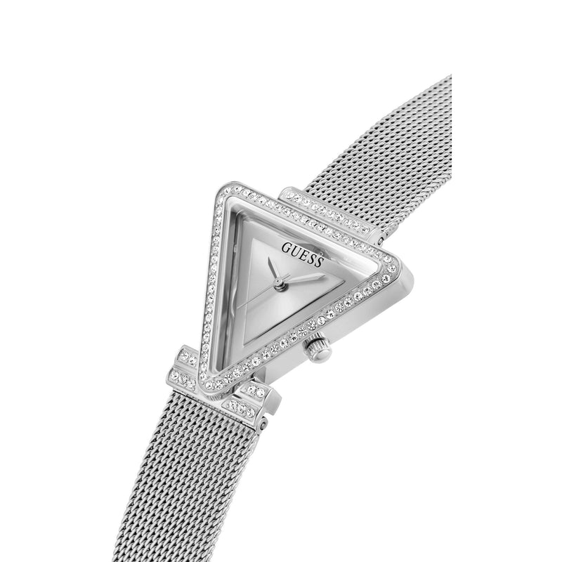 Guess Fame Silver Tone Triangle Dial Quartz Analog Women Watch Watch Guess