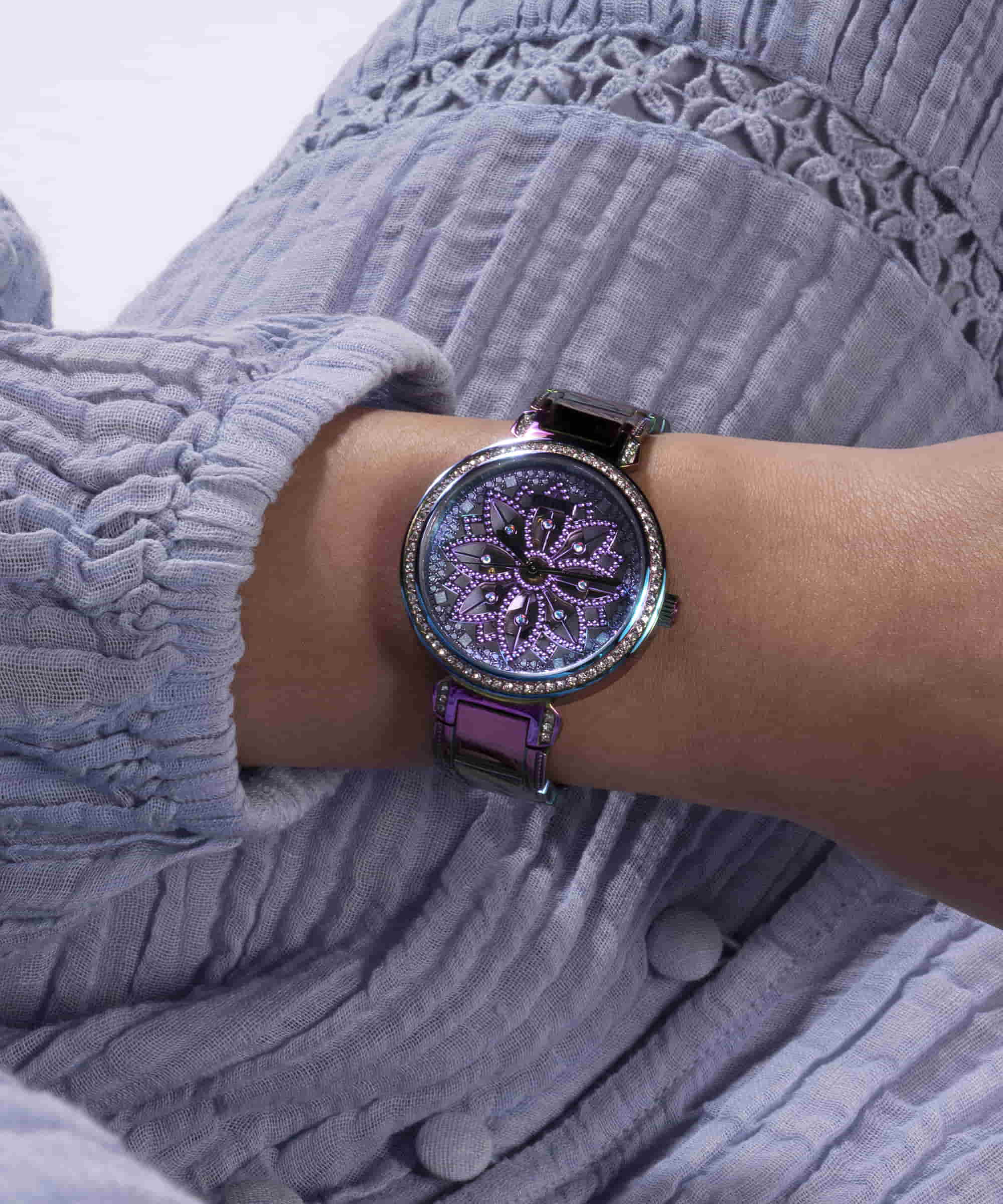 Montre Guess Lily Pour Femme - 36mm, Cadran Violet, Acier Inoxydable, Mouvement Quartz