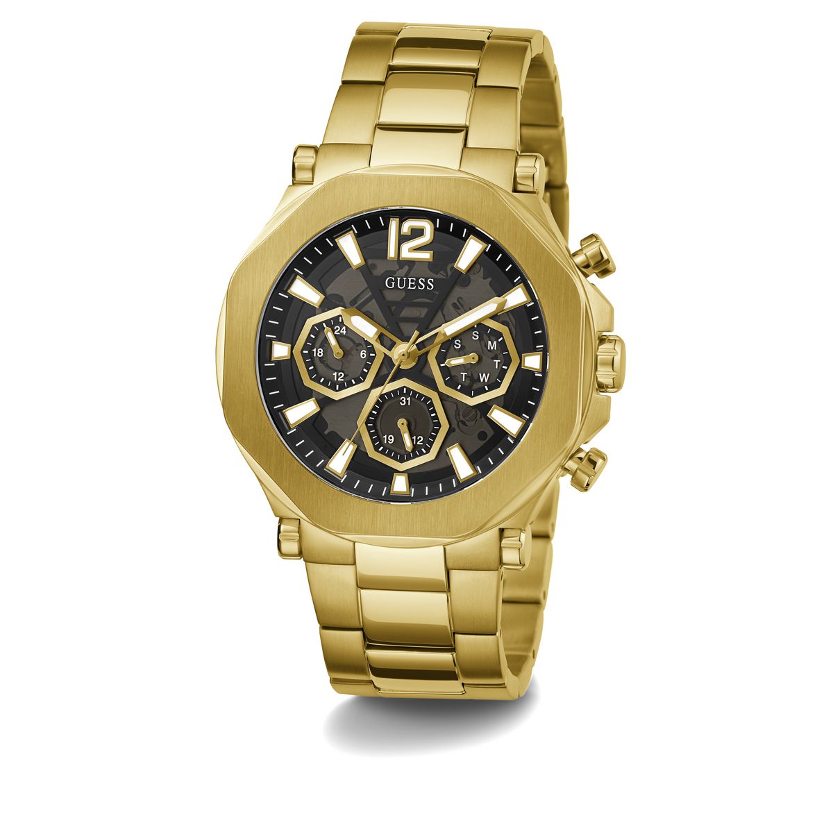 Guess Edge Gold Round Dial Multi-function Men Watch GW0539G2