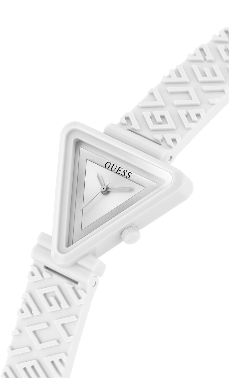 Guess Fame White Triangle Dial Analog Women Watch Watch Guess