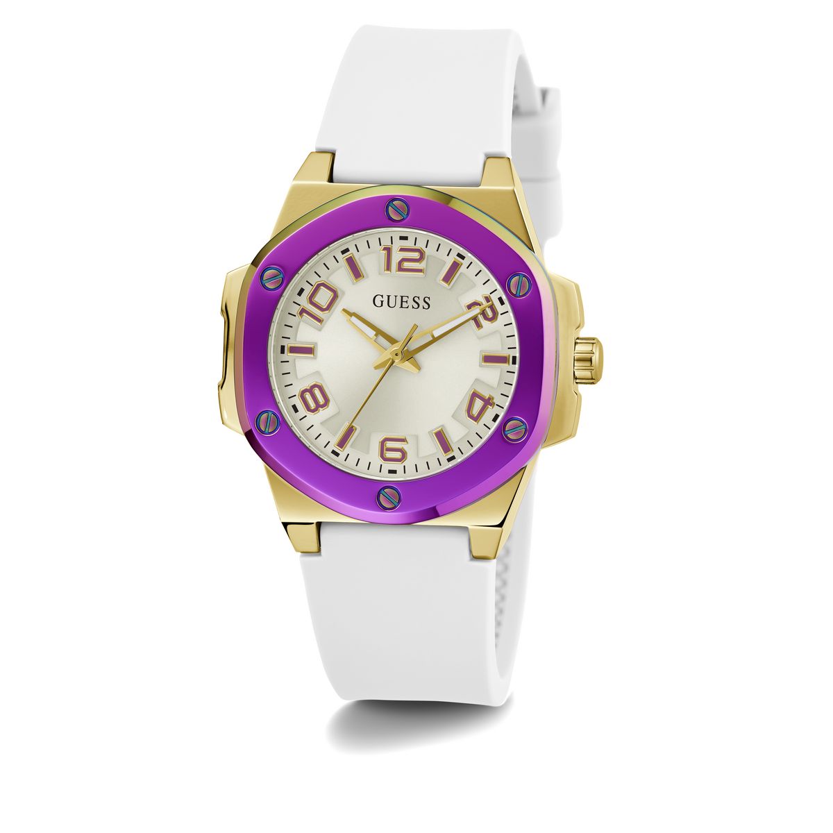 Guess White Round Dial Quartz Analog Women Watch Watch Guess