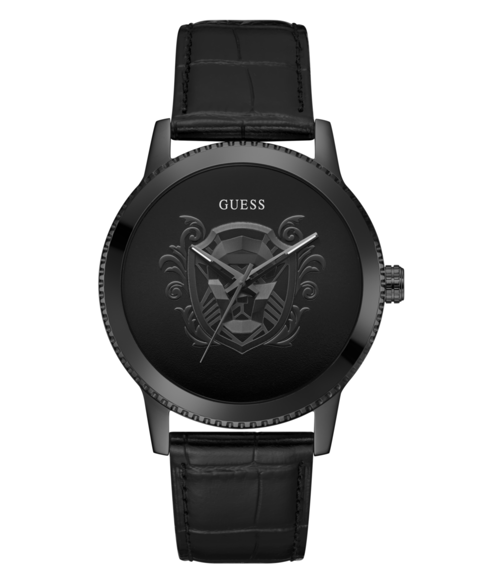 Guess Monarch Leather Black Round Dial Quartz Analog Men Watch