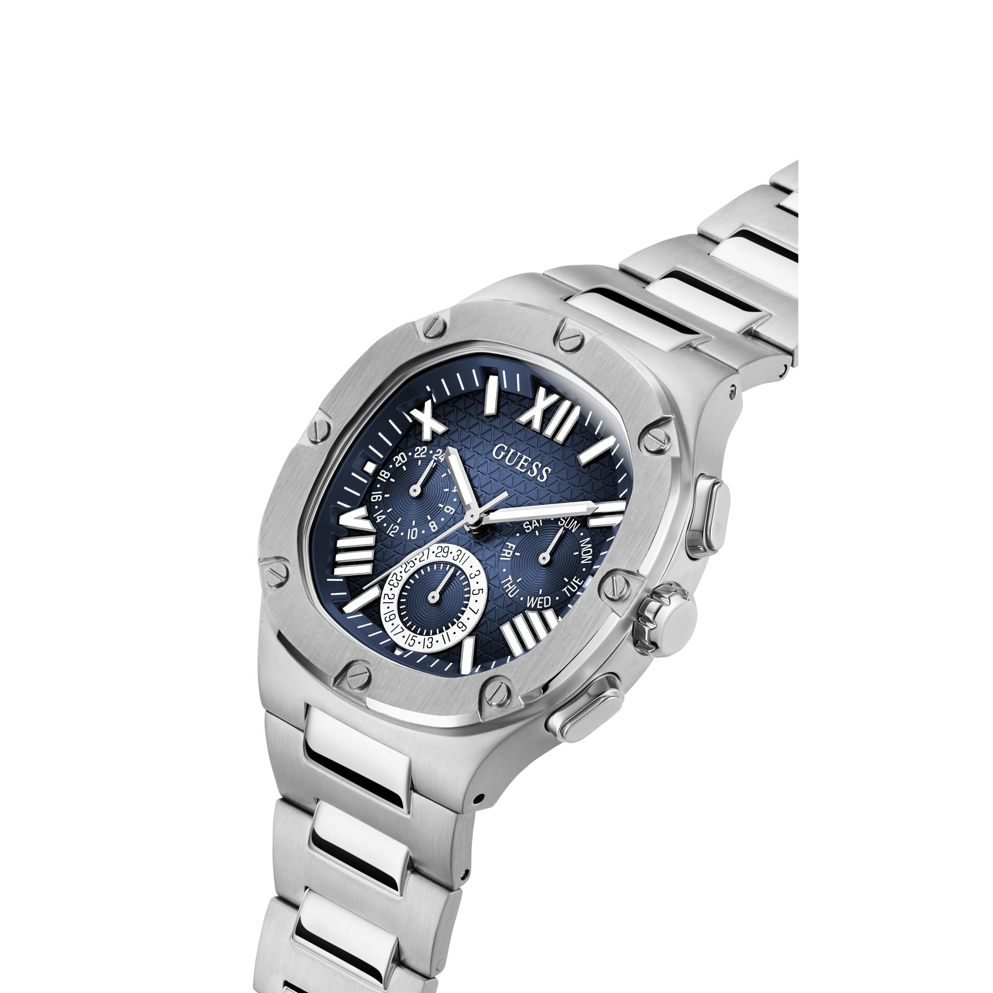 Guess Headline Blue Square Dial Quartz Analog Men Watch Watch Guess