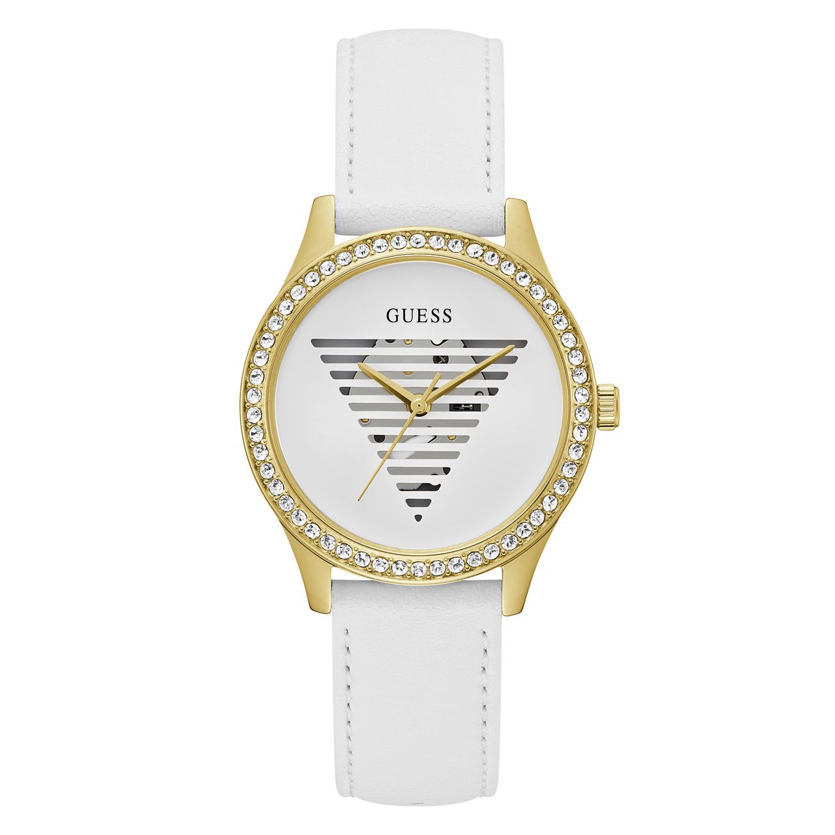 Guess Leather White Round Dial Quartz Analog Women Watch