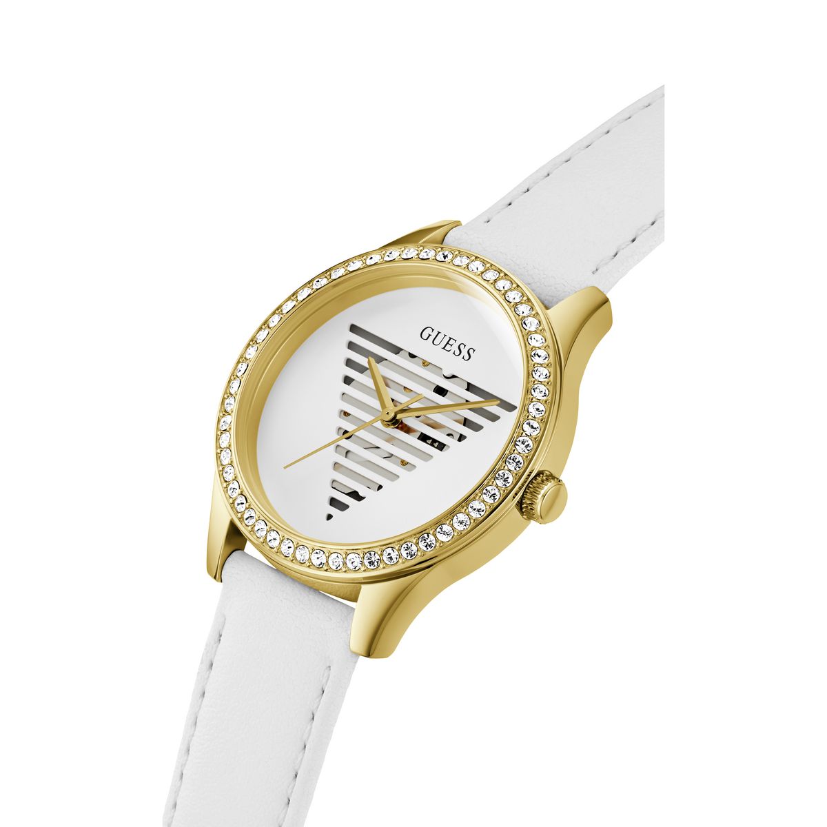 Guess Leather White Round Dial Quartz Analog Women Watch Watch Guess