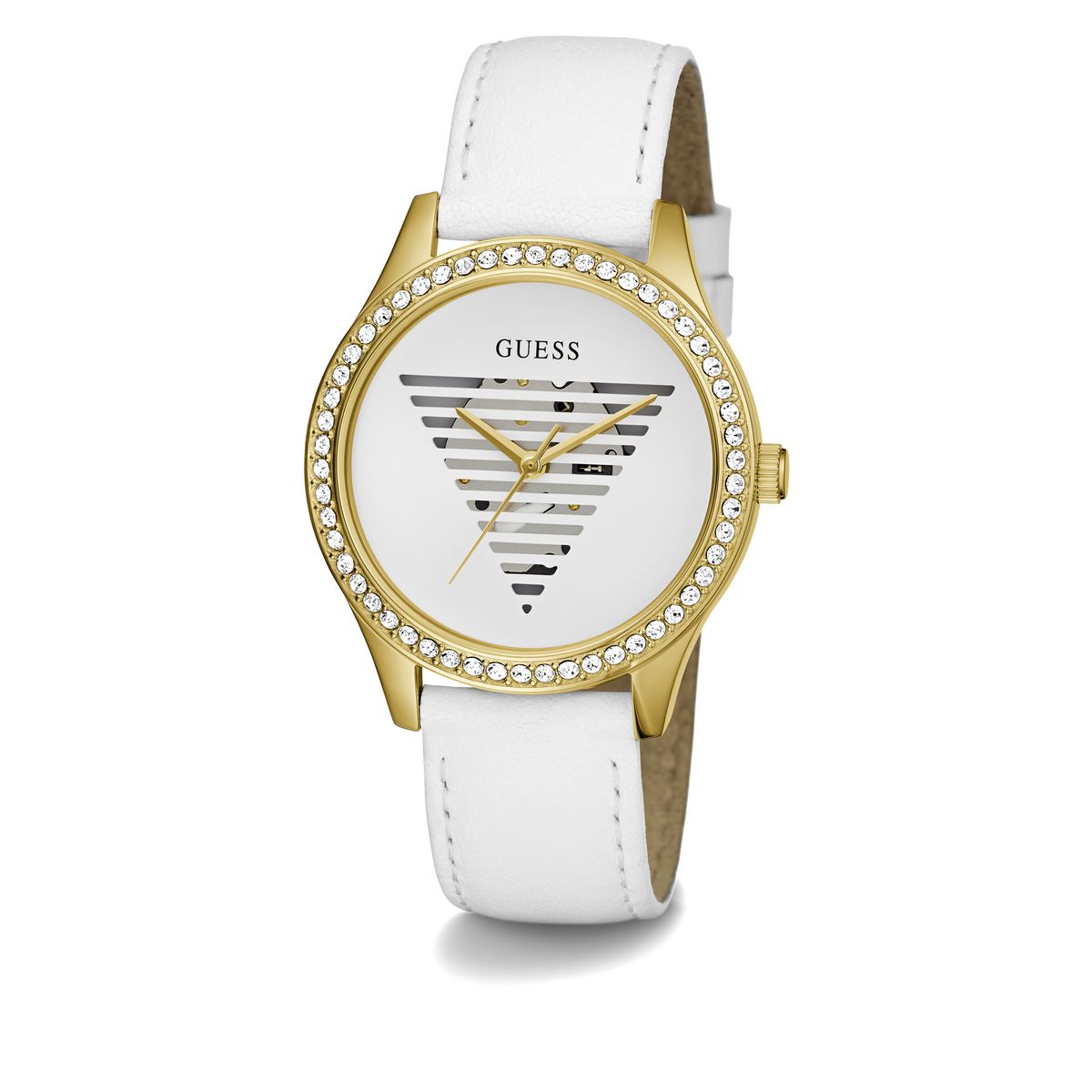 Guess Leather White Round Dial Quartz Analog Women Watch Watch Guess