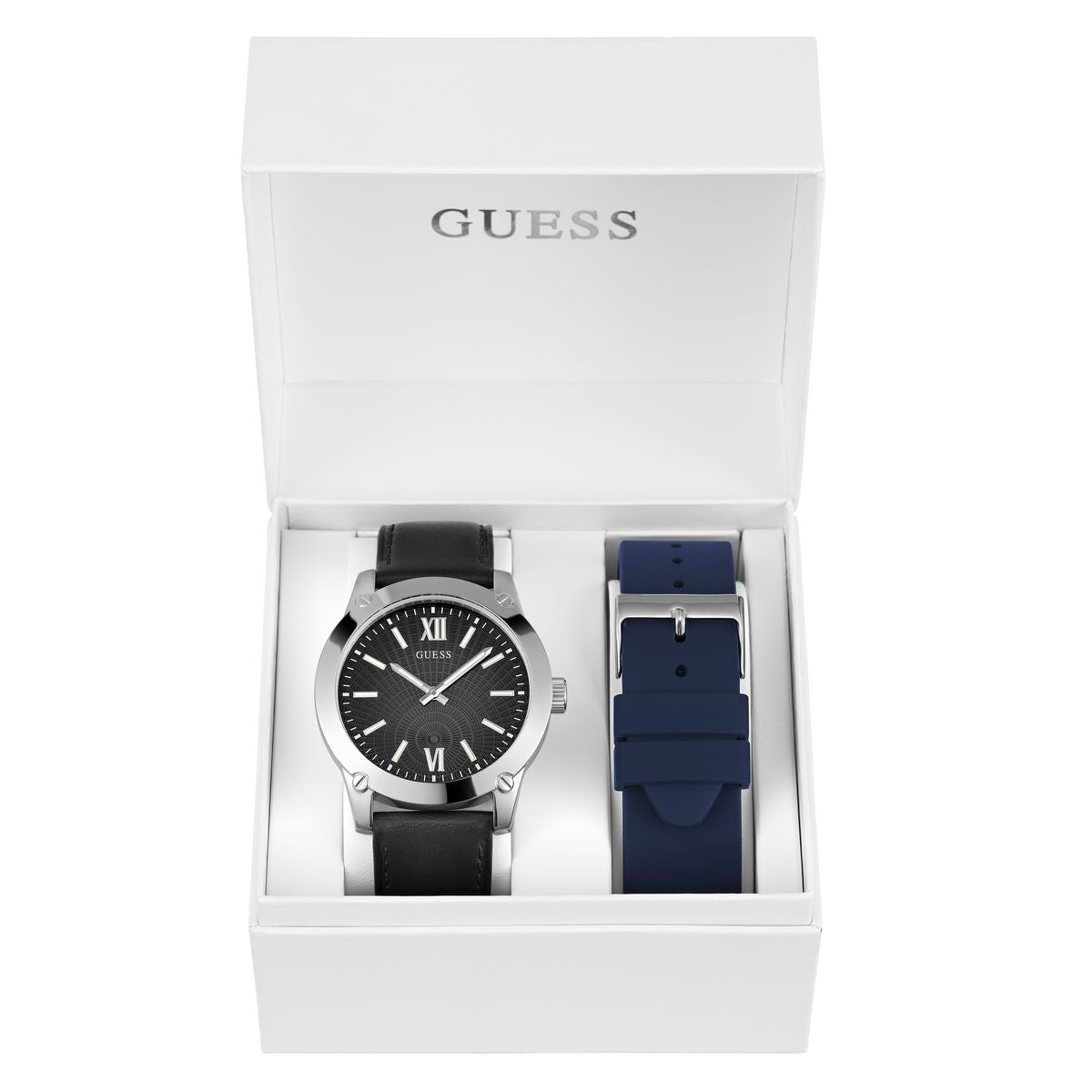 Guess Leather Black Round Dial Quartz Analog Men Watch