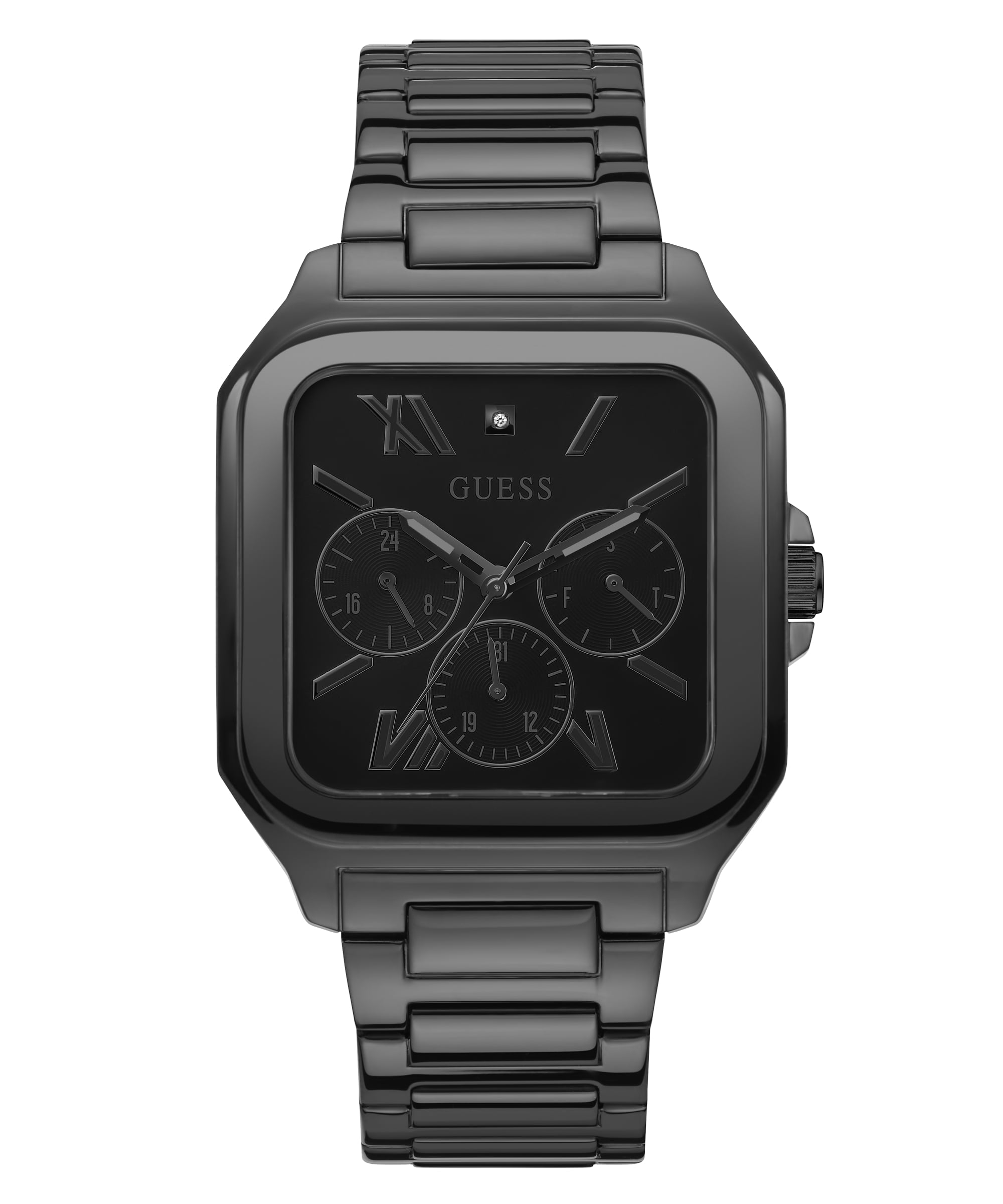 Guess Black Guess Mens Dress Watch Guess Black Square Dial