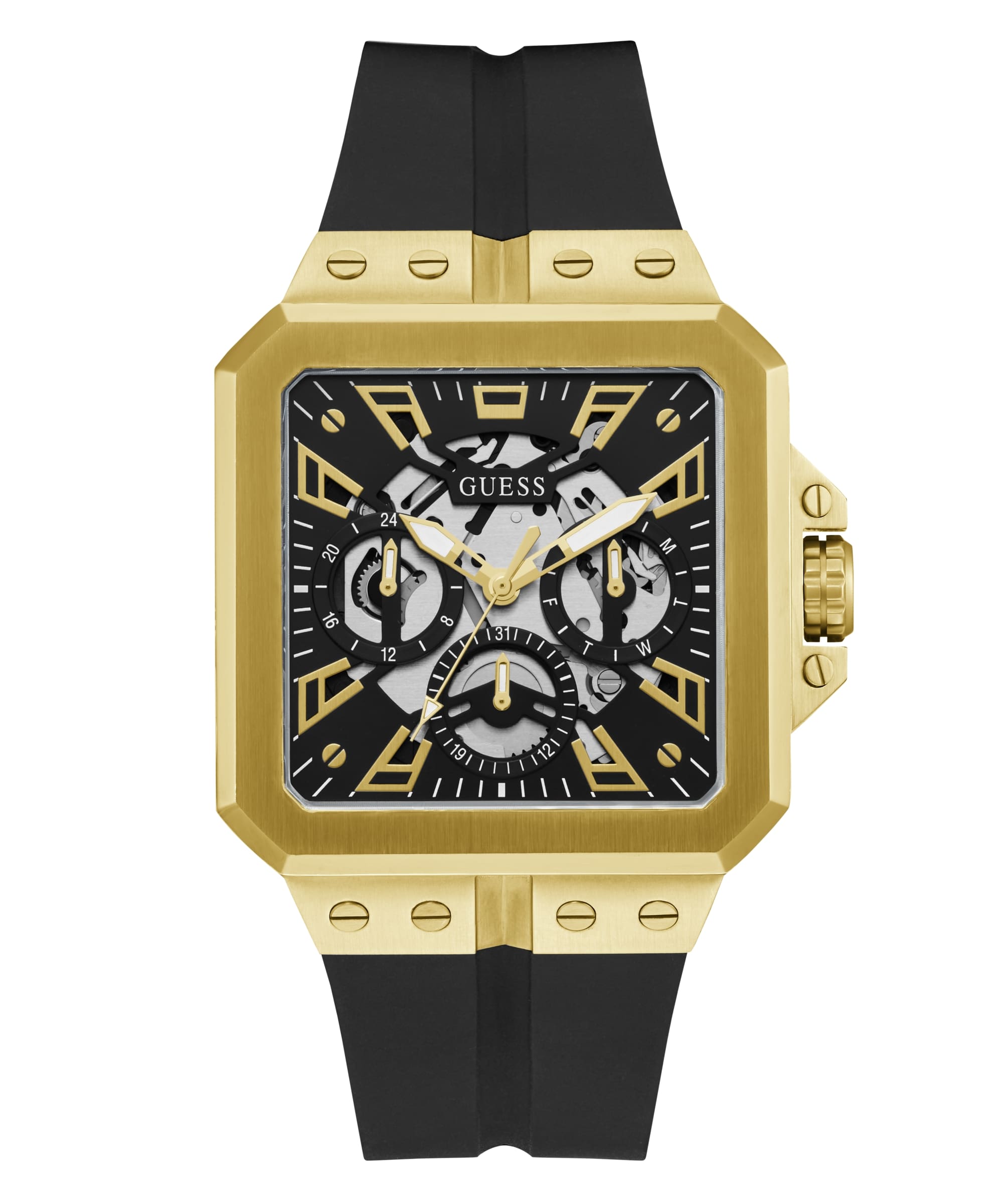 Guess Gold Square Dial Multi-function Men Watch GW0637G2 At