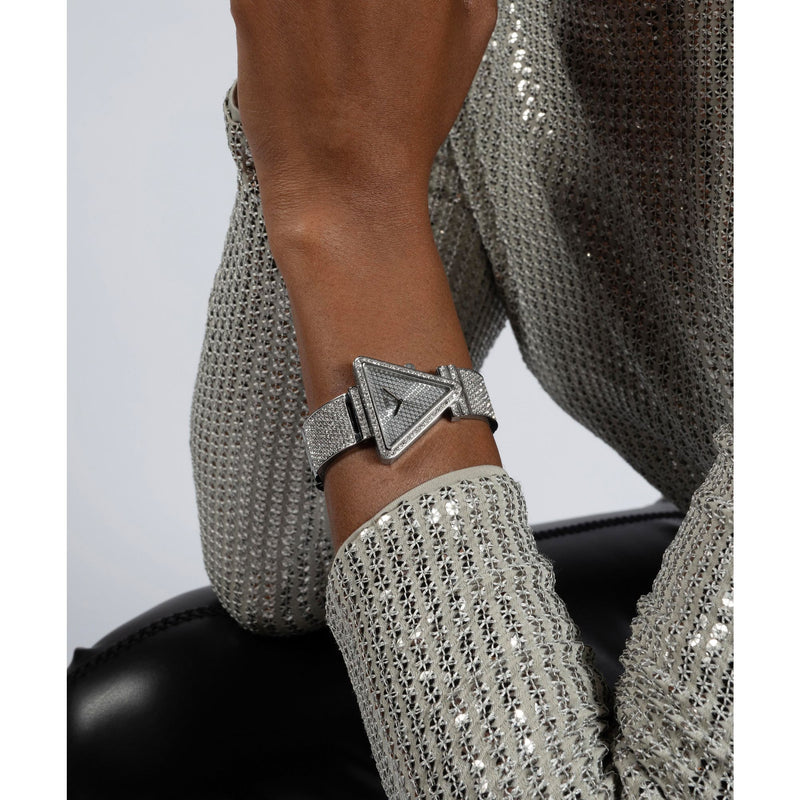 Guess Fame Silver Tone Triangle Dial Quartz Analog Women Watch Watch Guess