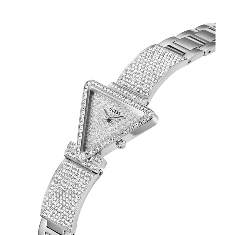 Guess Fame Silver Tone Triangle Dial Quartz Analog Women Watch Watch Guess