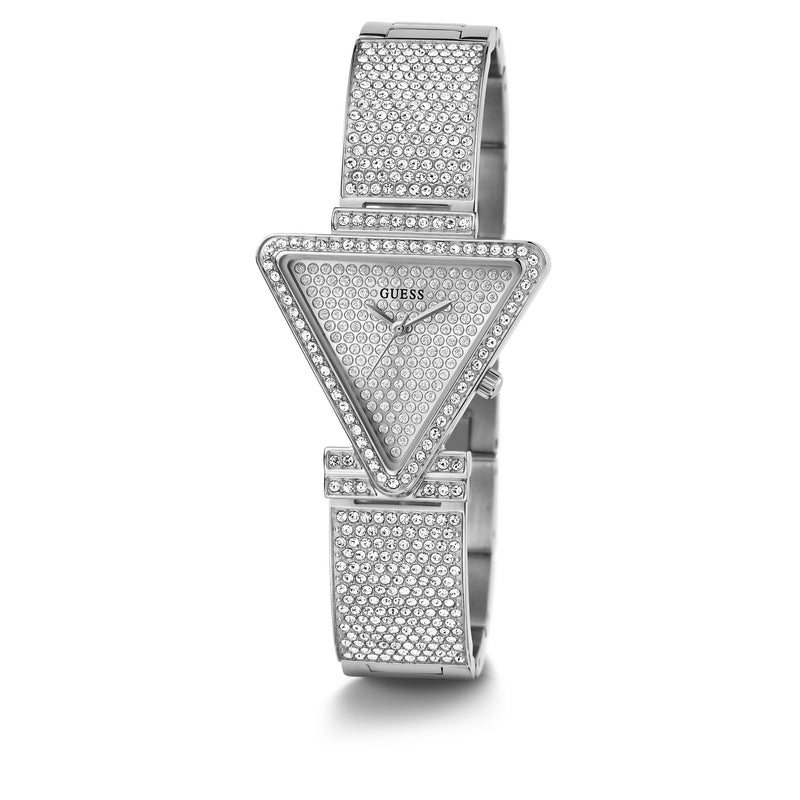 Guess Fame Silver Tone Triangle Dial Quartz Analog Women Watch Watch Guess