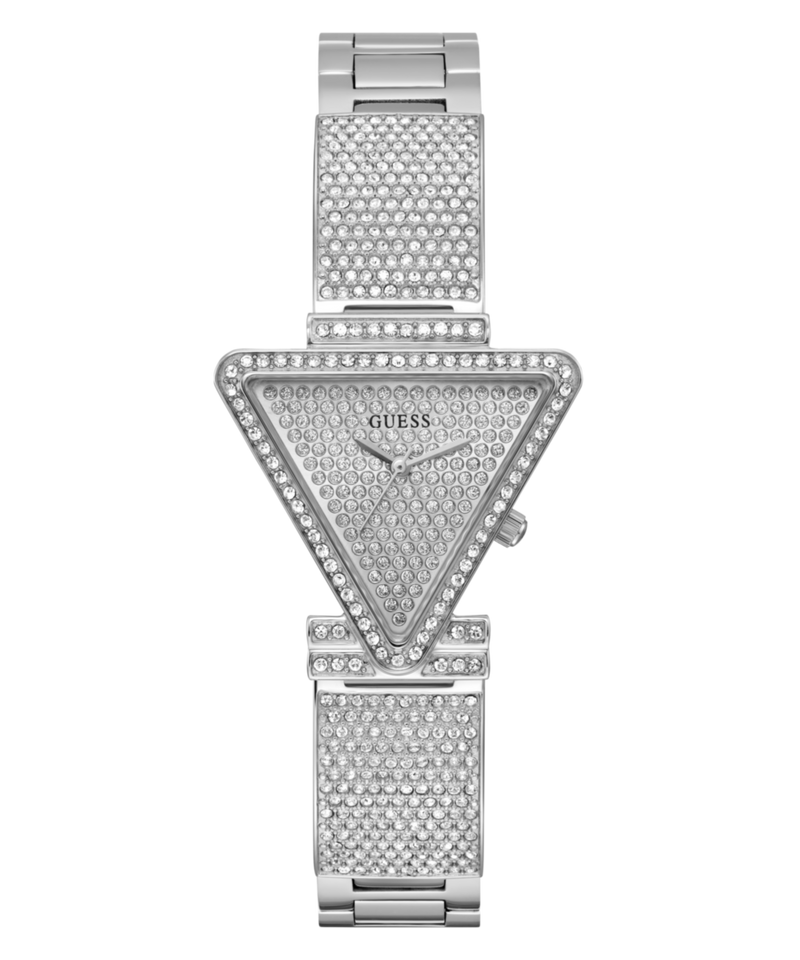 Guess Fame Silver Tone Triangle Dial Quartz Analog Women Watch Watch Guess