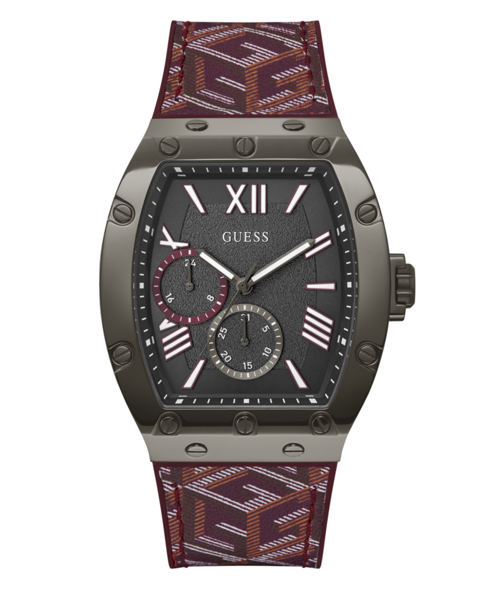 Guess Gunmetal Rectangle Dial Multi-function Men Watch