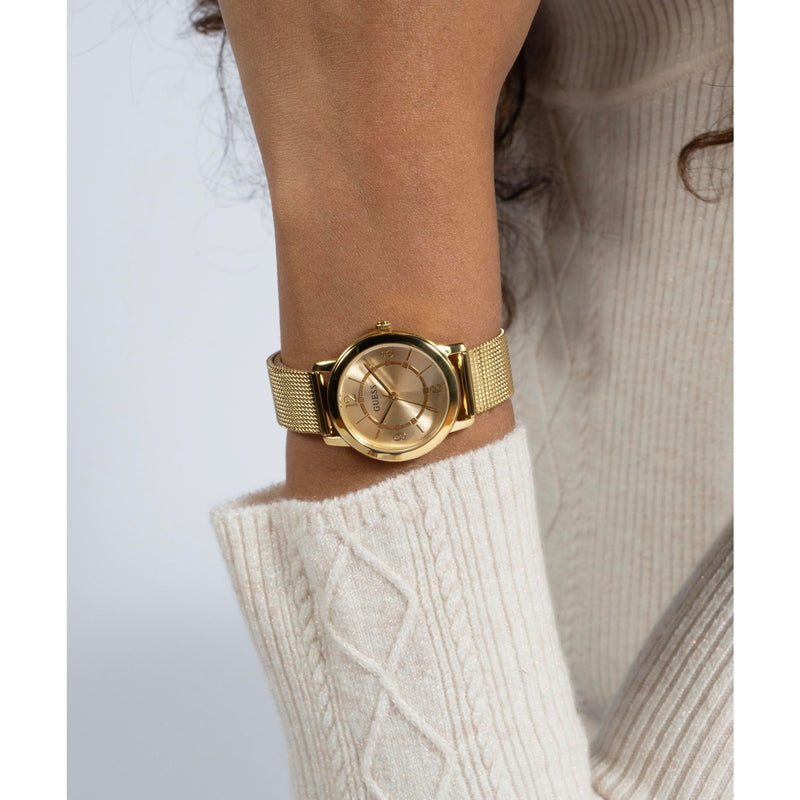 Guess Melody Champagne Round Dial Quartz Analog Women Watch Watch Guess