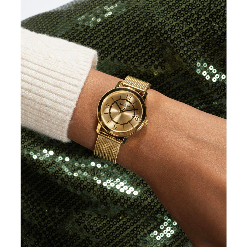 Guess Melody Champagne Round Dial Quartz Analog Women Watch Watch Guess