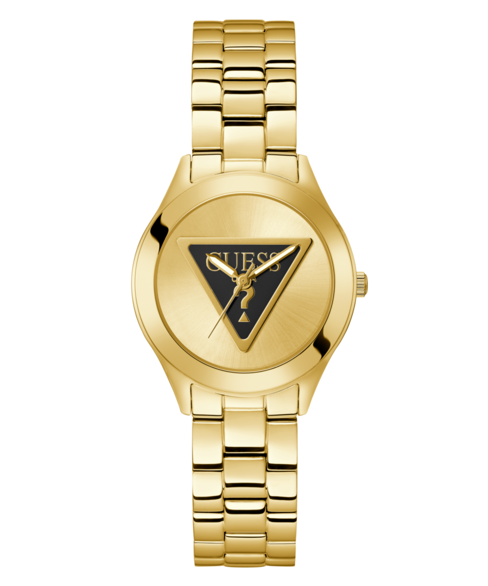 Guess Tri Plaque Champagne Round Dial Quartz Analog Women Watch