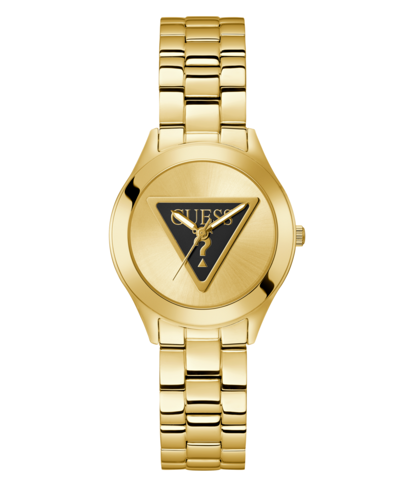 Guess Tri Plaque Champagne Round Dial Quartz Analog Women Watch Watch Guess