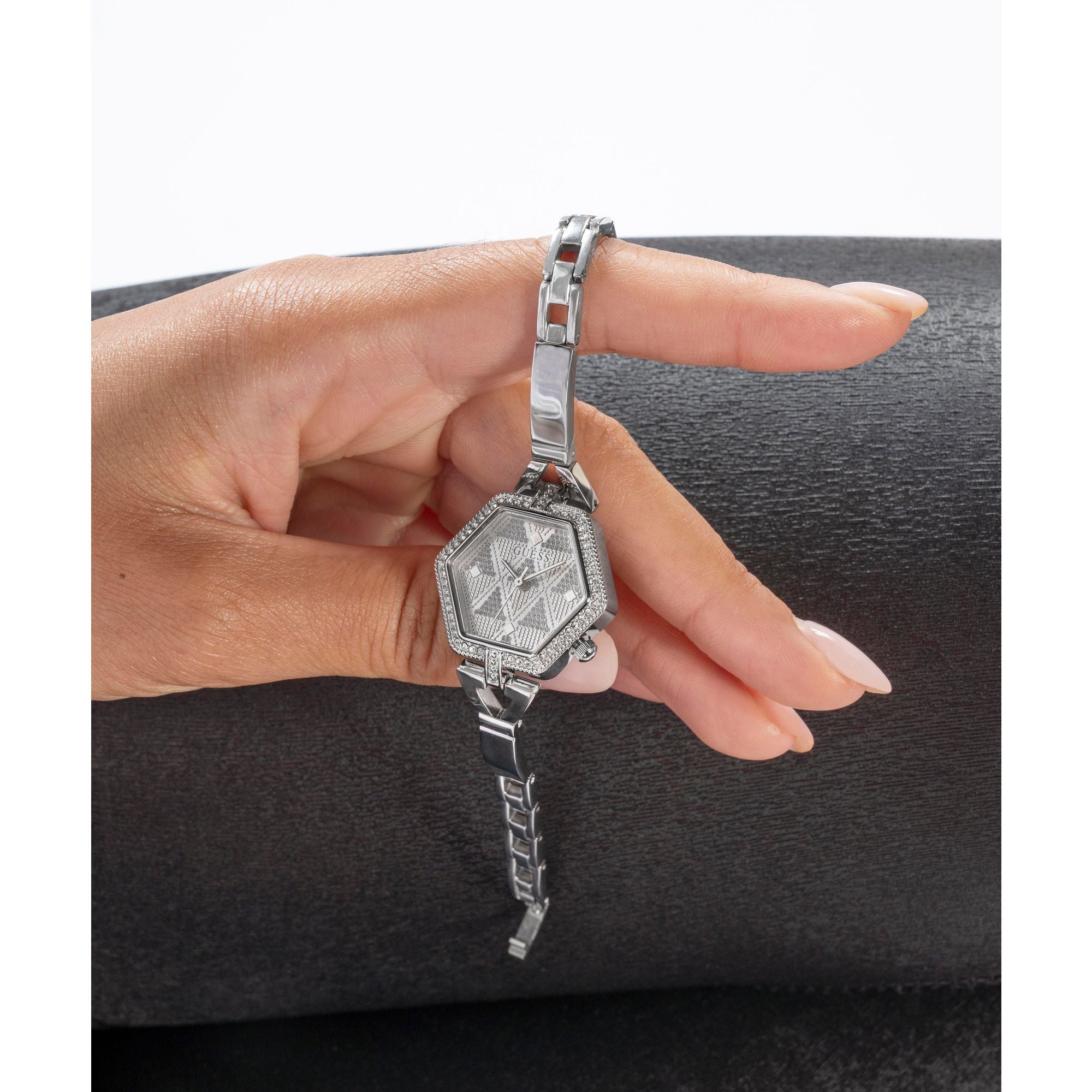 Guess Audrey Silver Tone Tonneau Dial Quartz Analog Women Watch