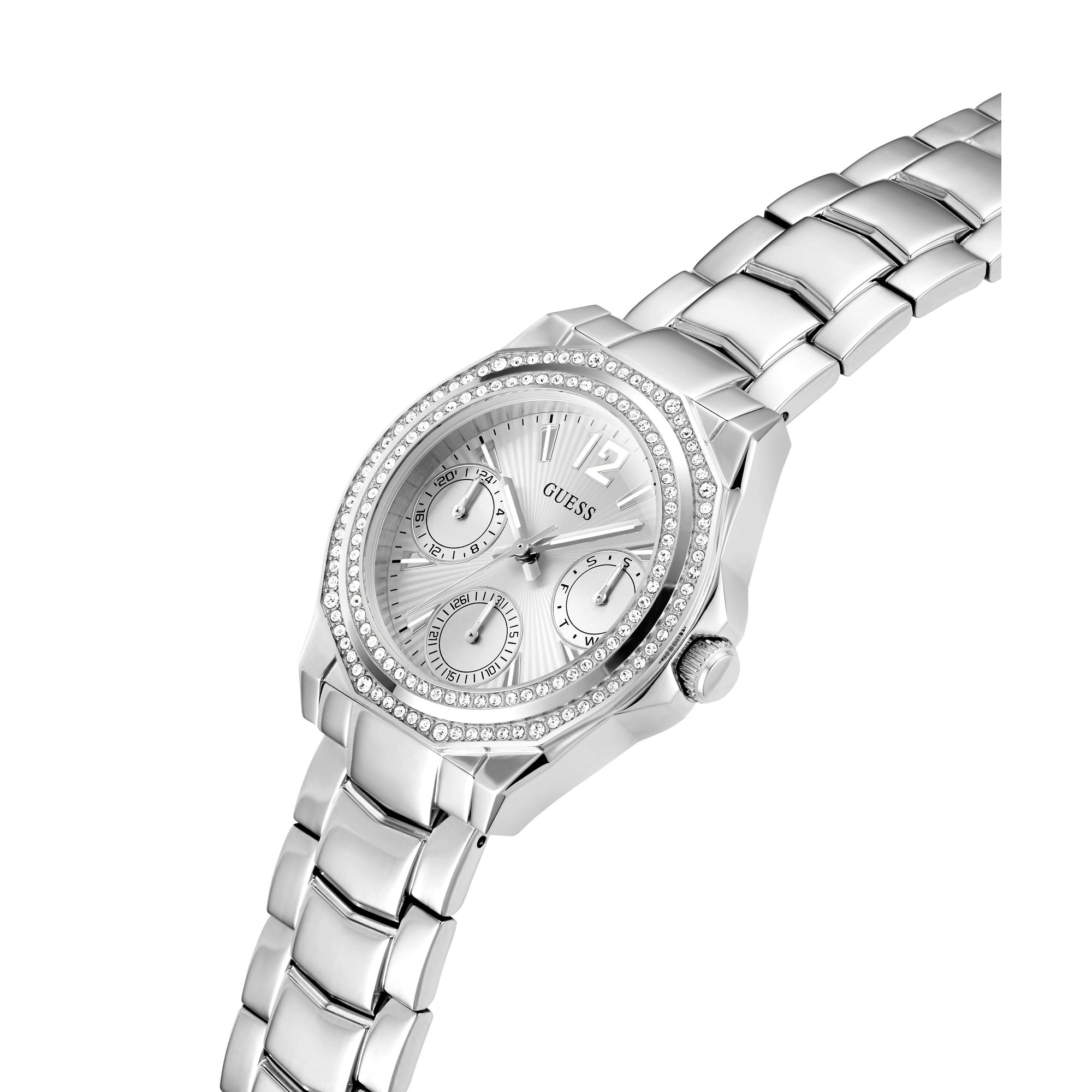 Guess Ritzy Silver Tone Round Dial Quartz Analog Women Watch Watch Guess