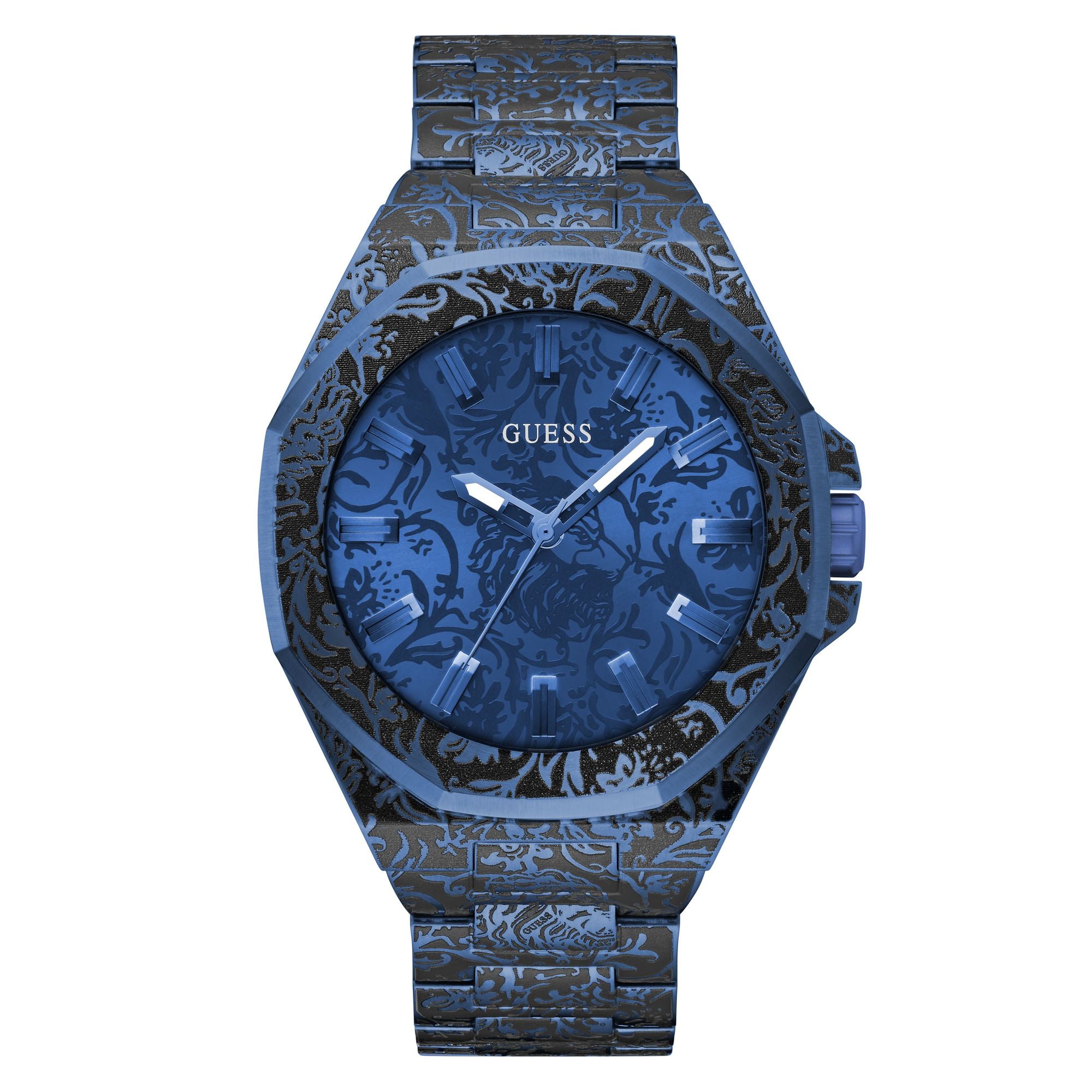Guess Roar Blue Octogonal Dial Quartz Analog Men Watch GW0700G2 At JUST  WATCHES