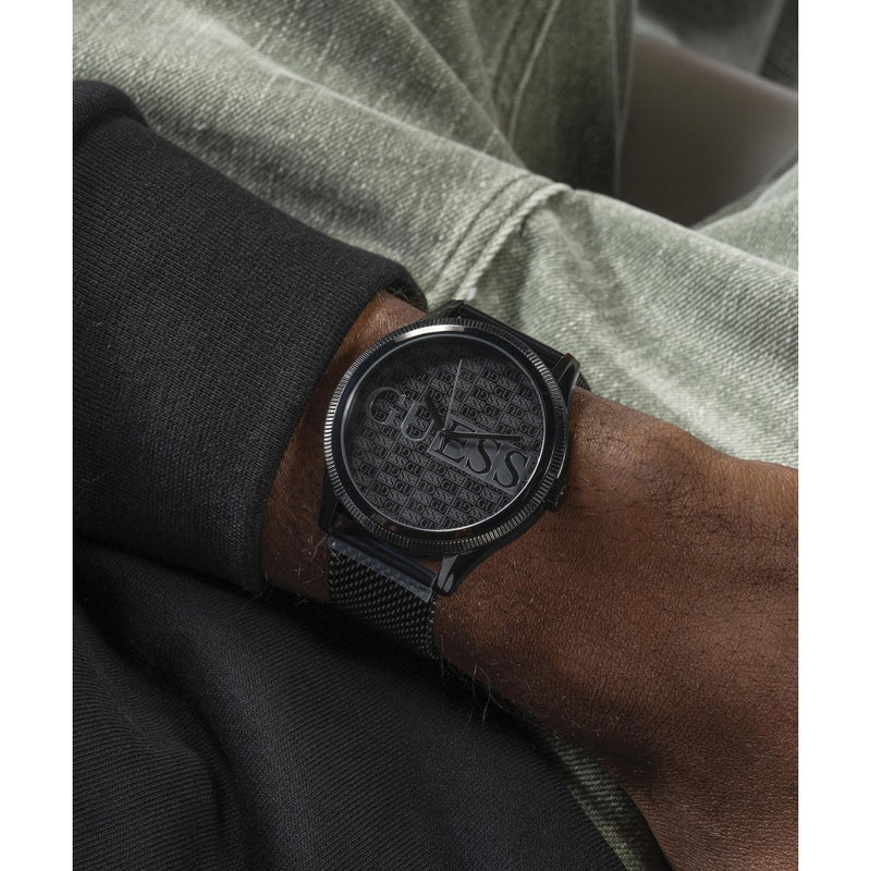 Guess Reputation Black Round Dial Quartz Analog Men Watch Watch Guess