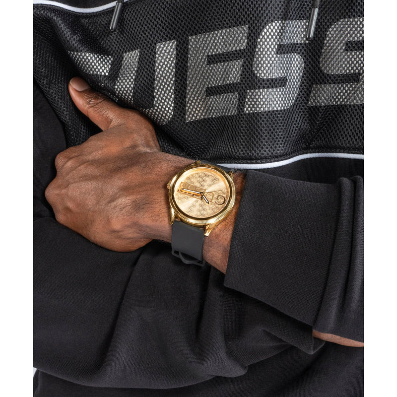 Guess Reputation Champagne Round Dial Quartz Analog Men Watch Watch Guess