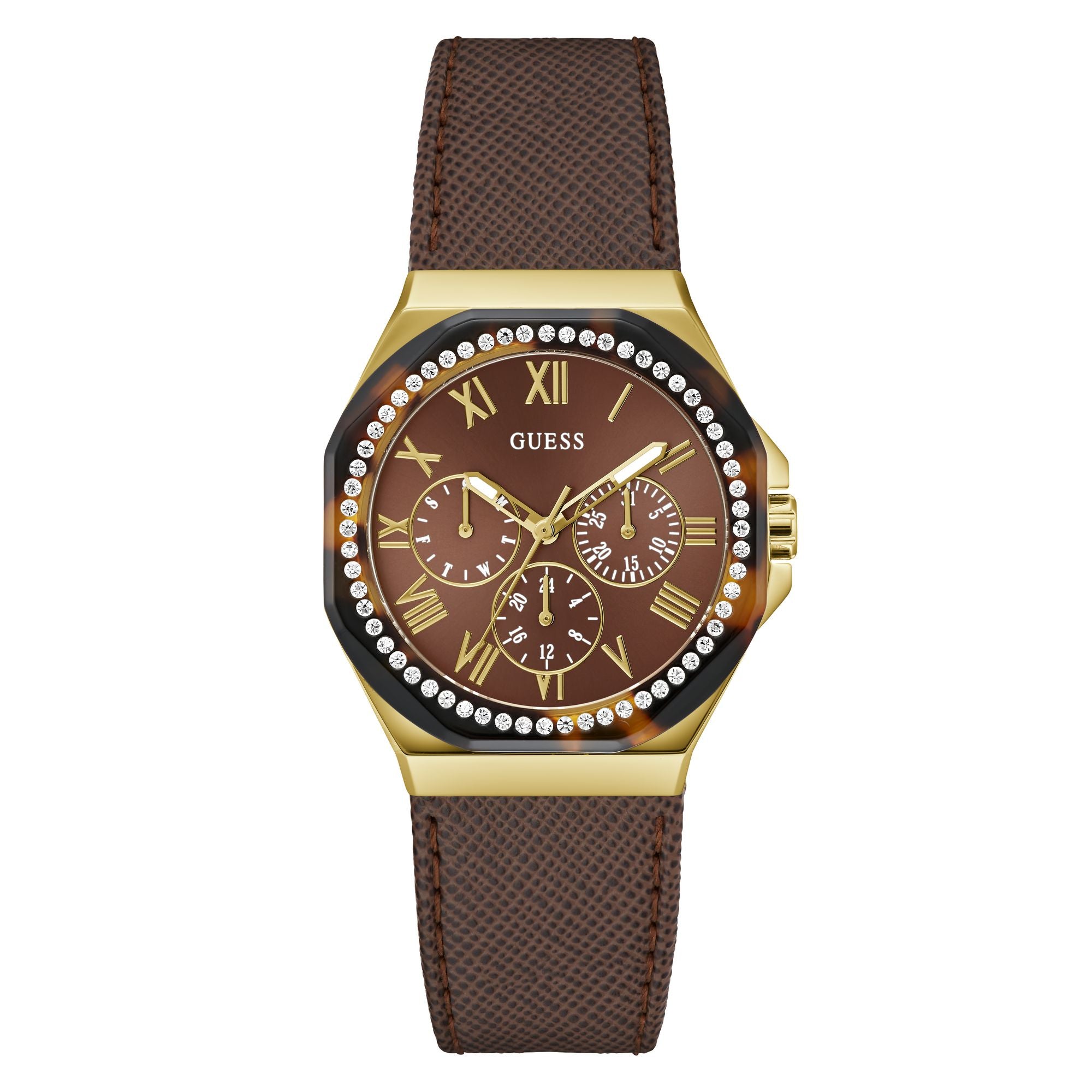 Guess Glaze GW0753L3 Brown Women 36 mm Octogonal Watch