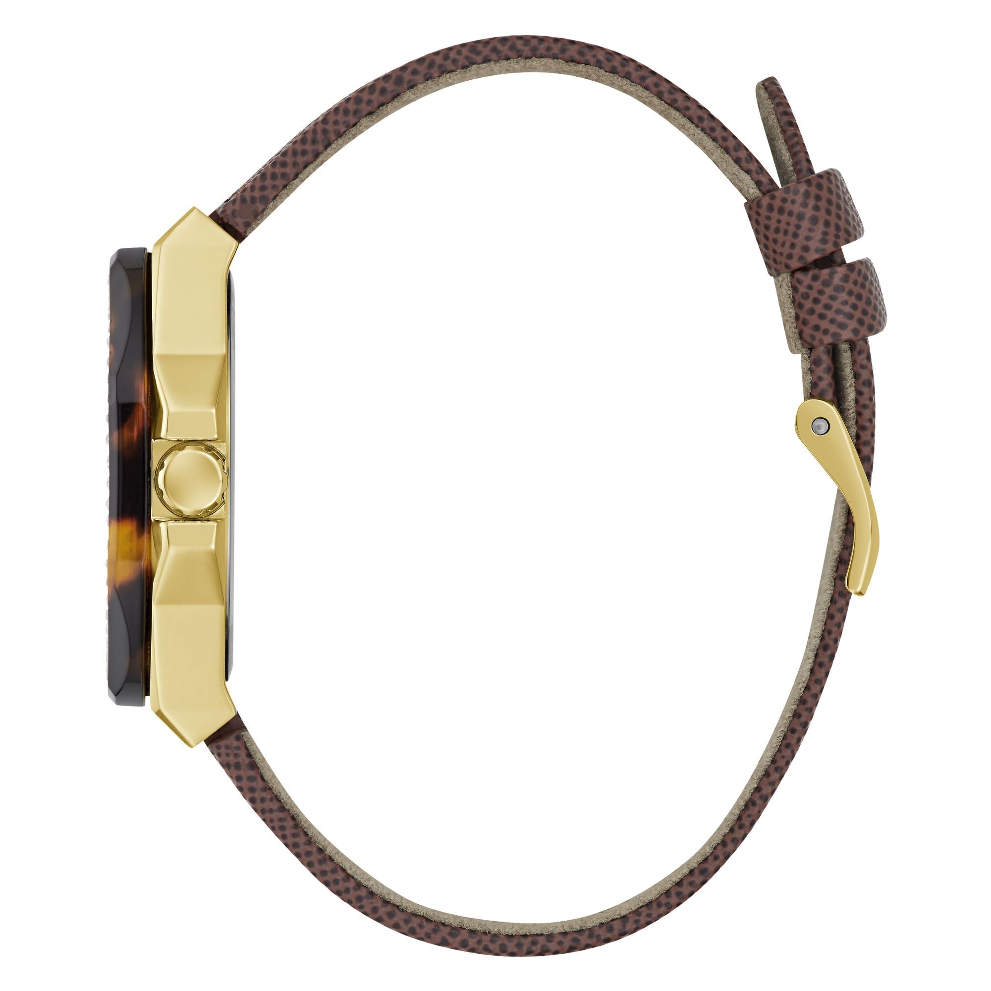 Guess Glaze Leather Brown Octogonal Dial Quartz Analog Women Watch