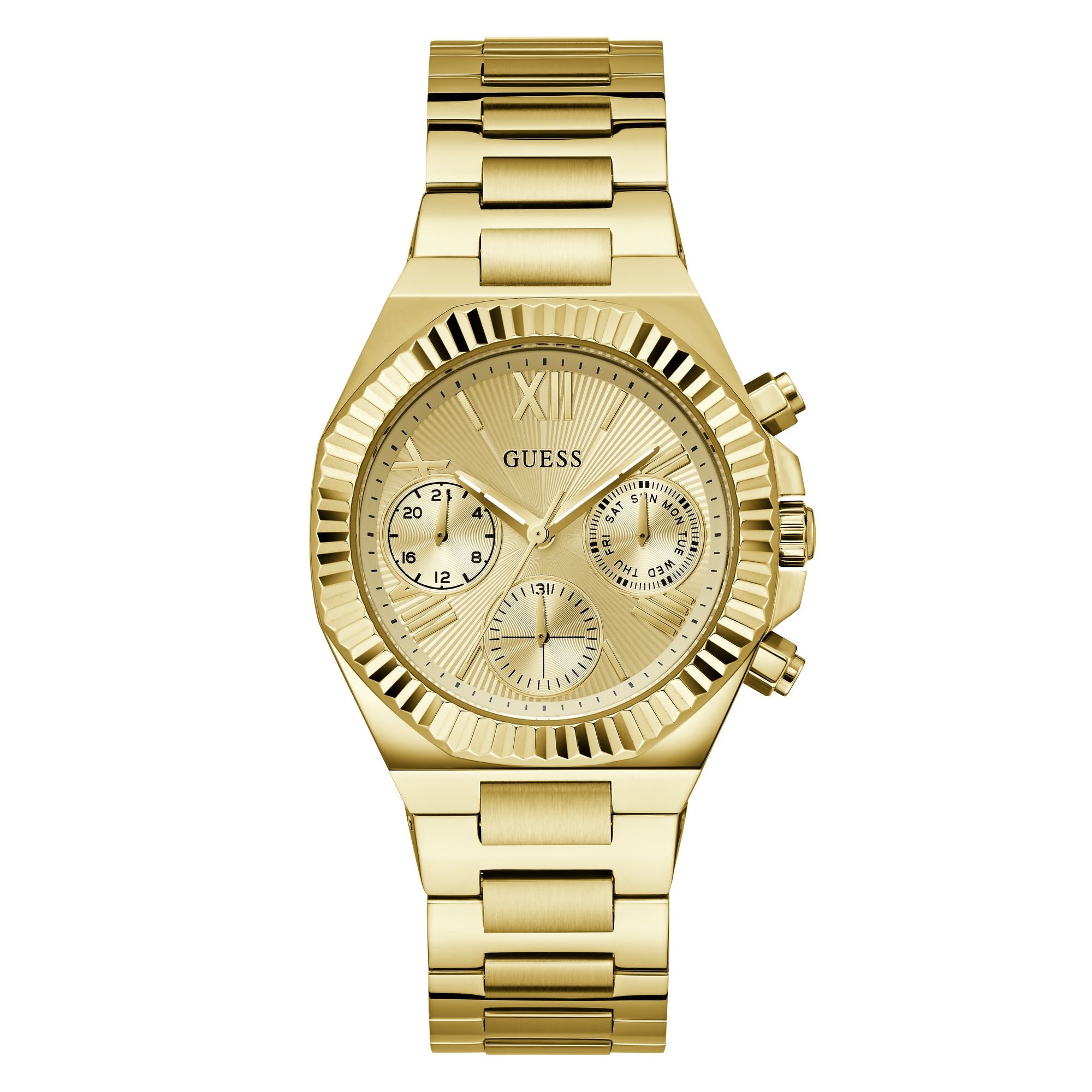 Guess Equality Gold Round Dial Quartz Analog Women Watch