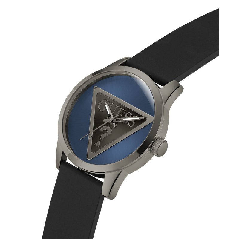 Guess Badge Leather Blue Round Dial Quartz Analog Men Watch Watch Guess