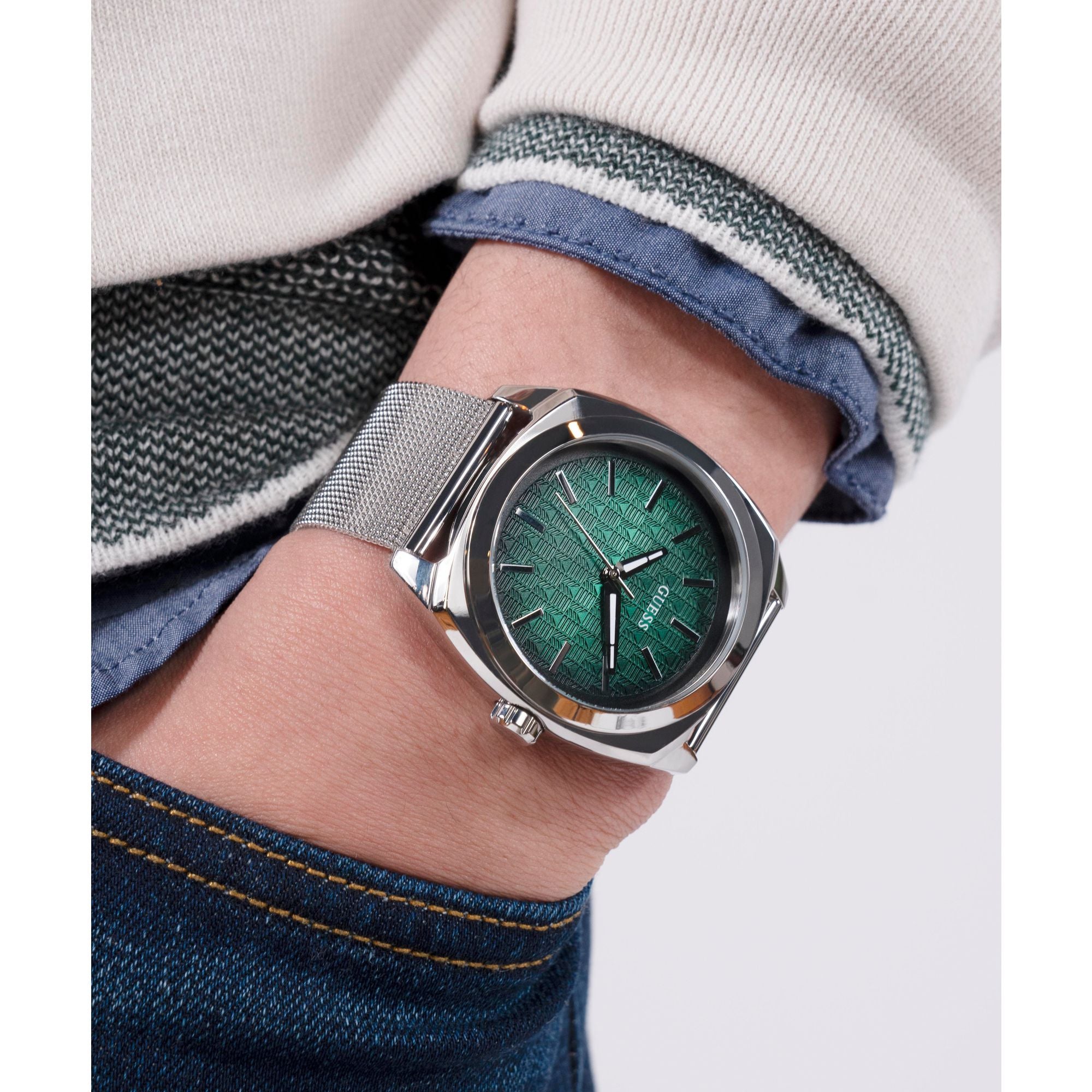 Guess Marshall Green Round Dial Quartz Analog Men Watch