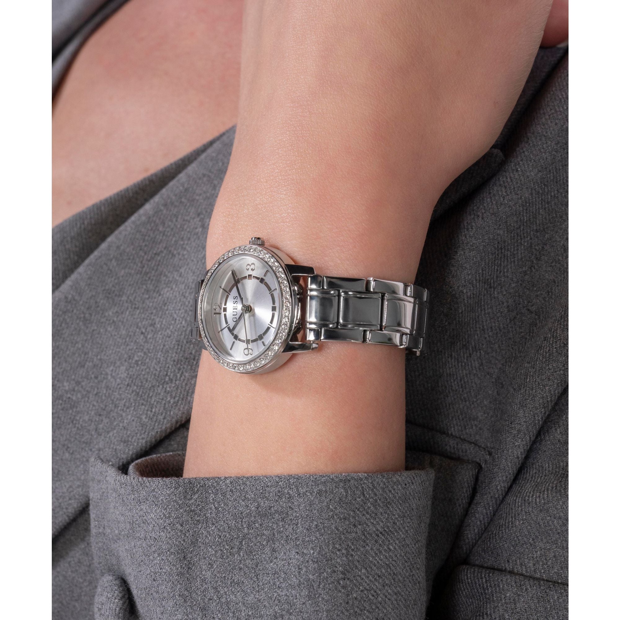 Guess Melody Silver Round Quartz Women Watch Watch Guess