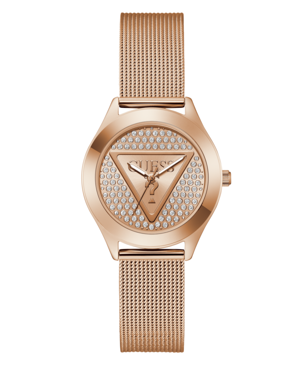 Guess Glitz Plaque Rose Gold Round Dial Quartz Analog Women Watch Watch Guess