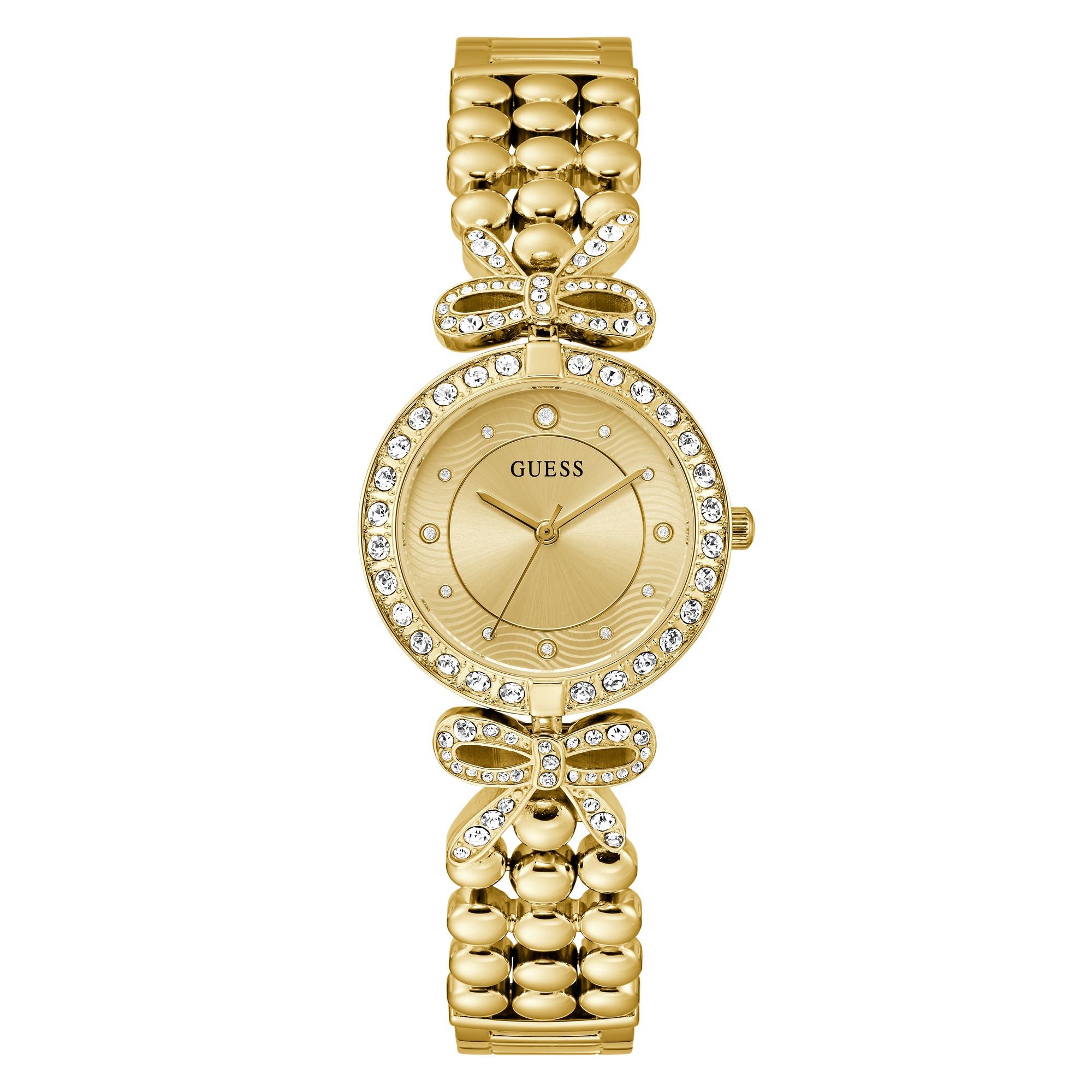 Guess Ribbon Champagne Round Dial Quartz Analog Women Watch Watch Guess