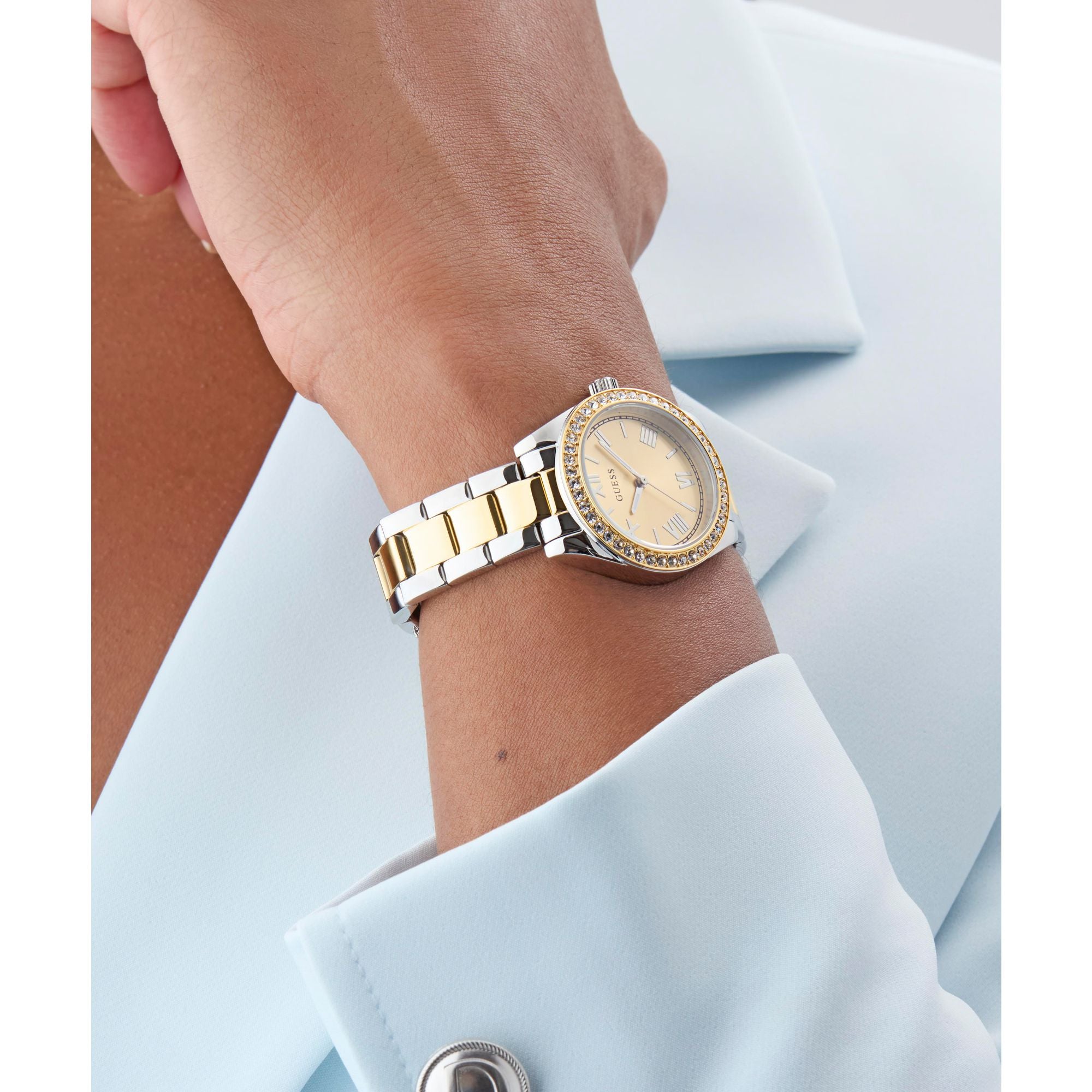 Guess Mini Luna Champagne Round Dial Quartz Analog Women Watch