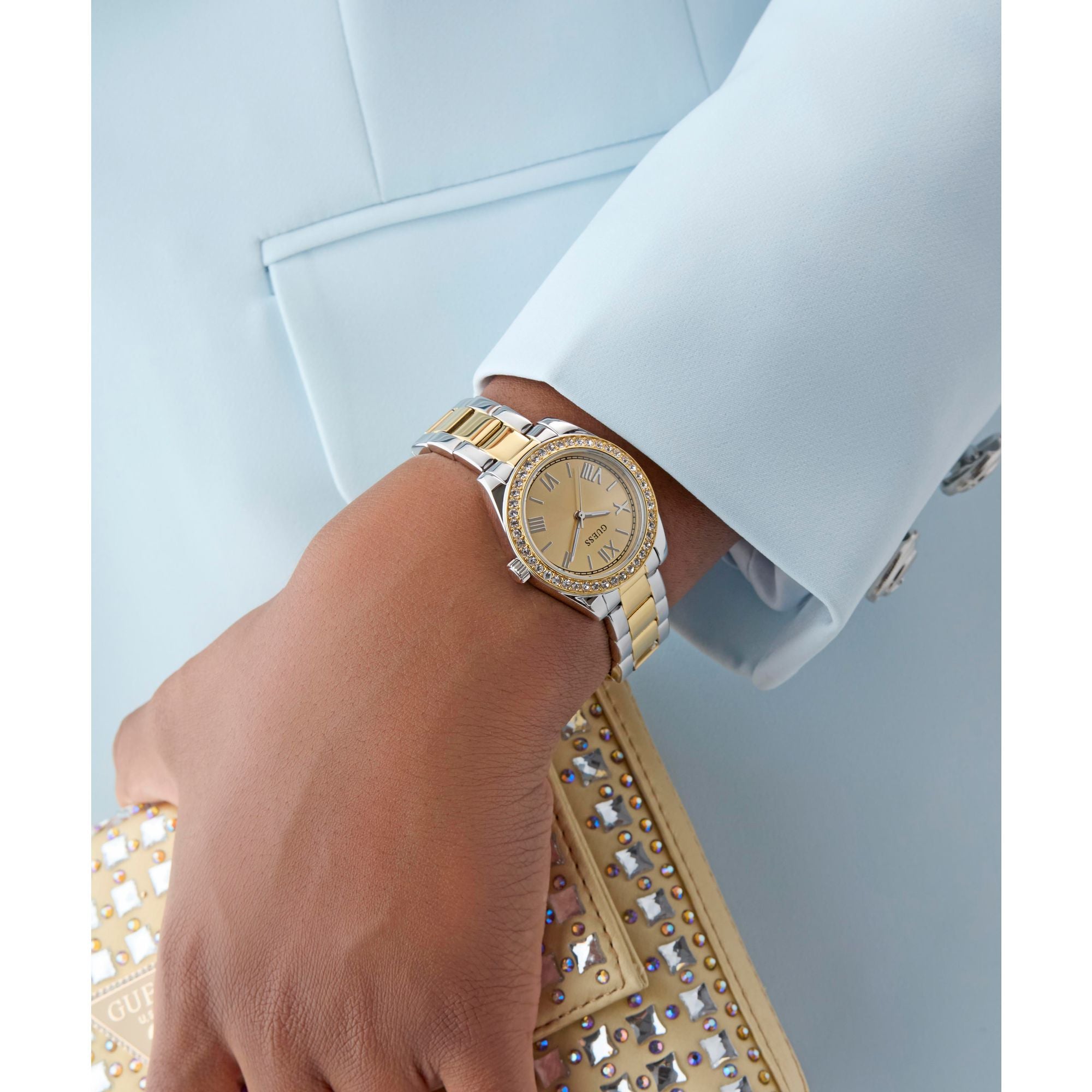 Guess Mini Luna Champagne Round Dial Quartz Analog Women Watch